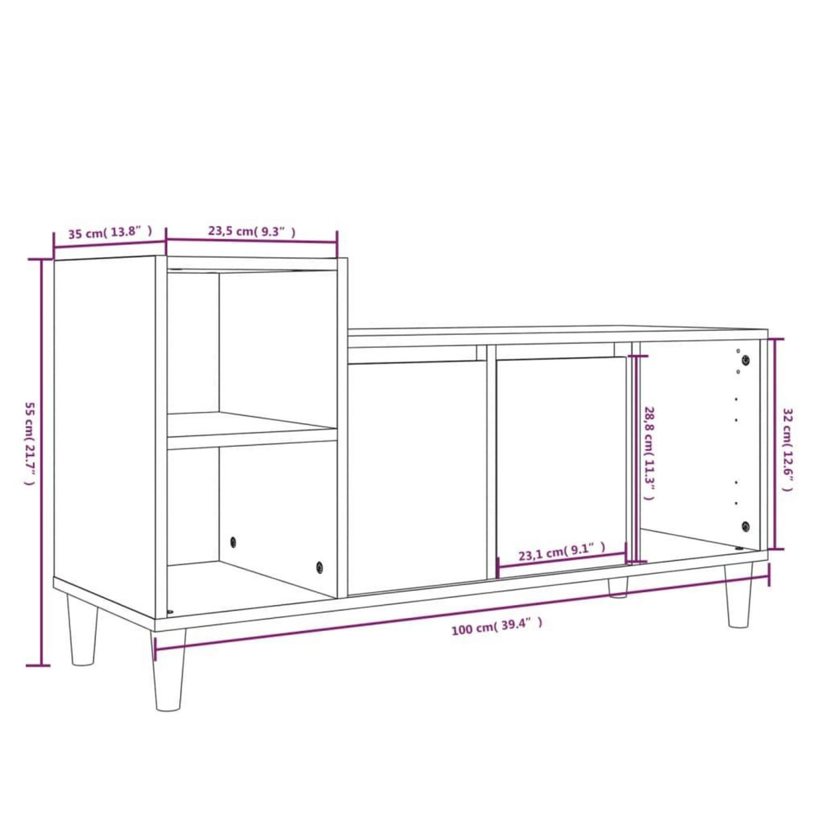 VIDAXL Meuble TV Chene fume 100x35x55 cm Bois d'ingenierie