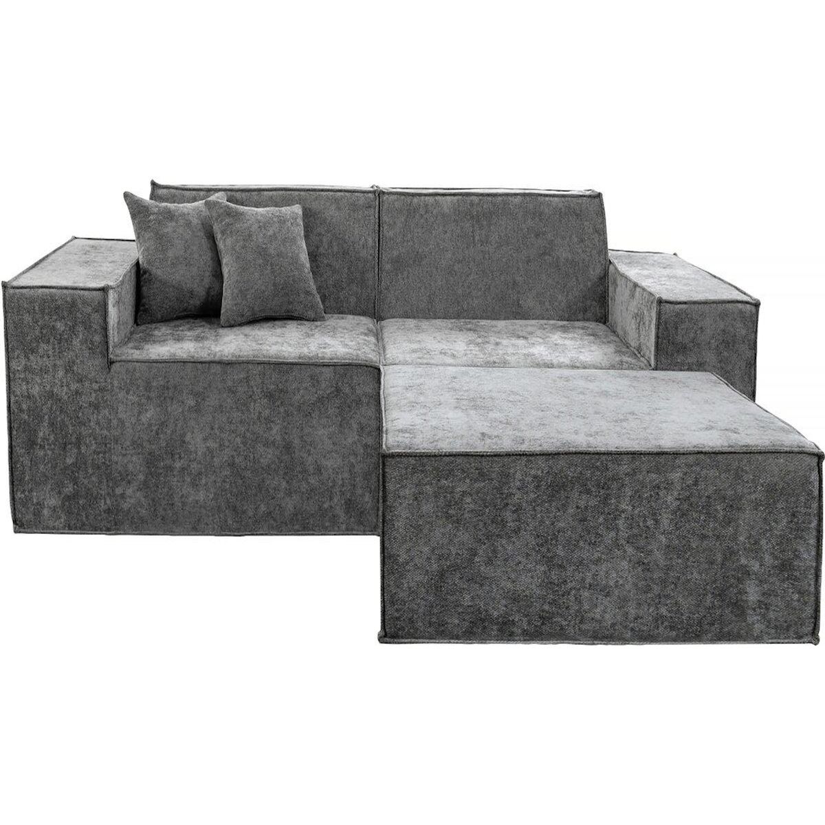 Habitat et Jardin Canapé droit modulable avec ottoman en tissu texturé  Lusso  - 3 places - Gris