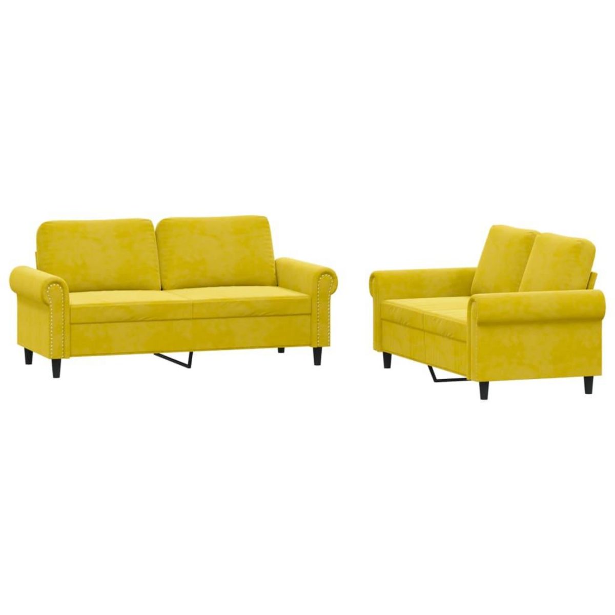 VIDAXL Ensemble de canapes 2 pcs avec coussins Jaune Velours