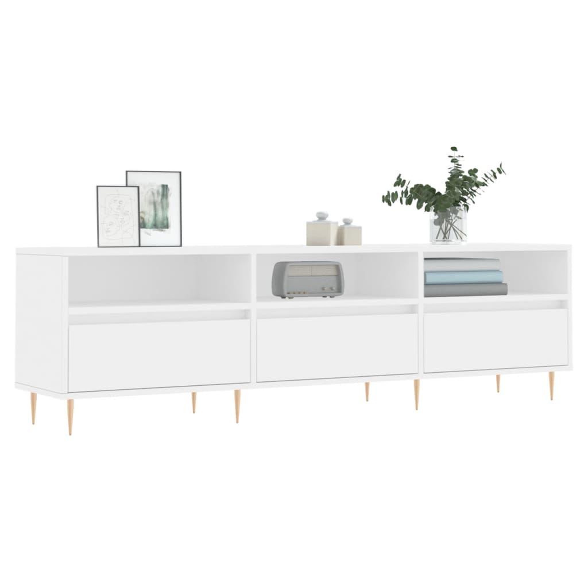Voir la diapositive 3 : VIDAXL Meuble TV blanc 150x30x44,5 cm bois d'ingenierie