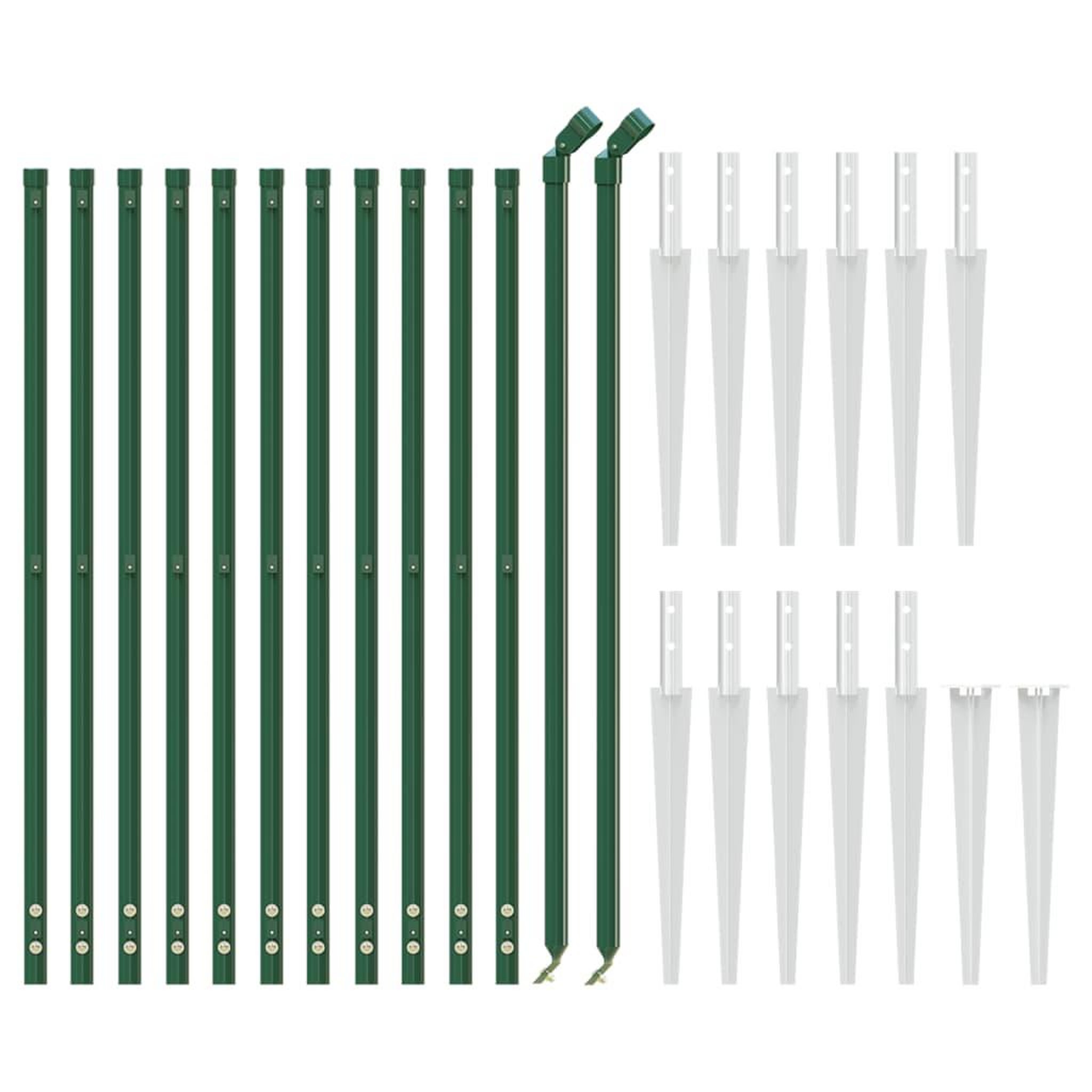 Voir la diapositive 3 : VIDAXL Cloture en treillis metallique et piquet d'ancrage vert 1,1x25m
