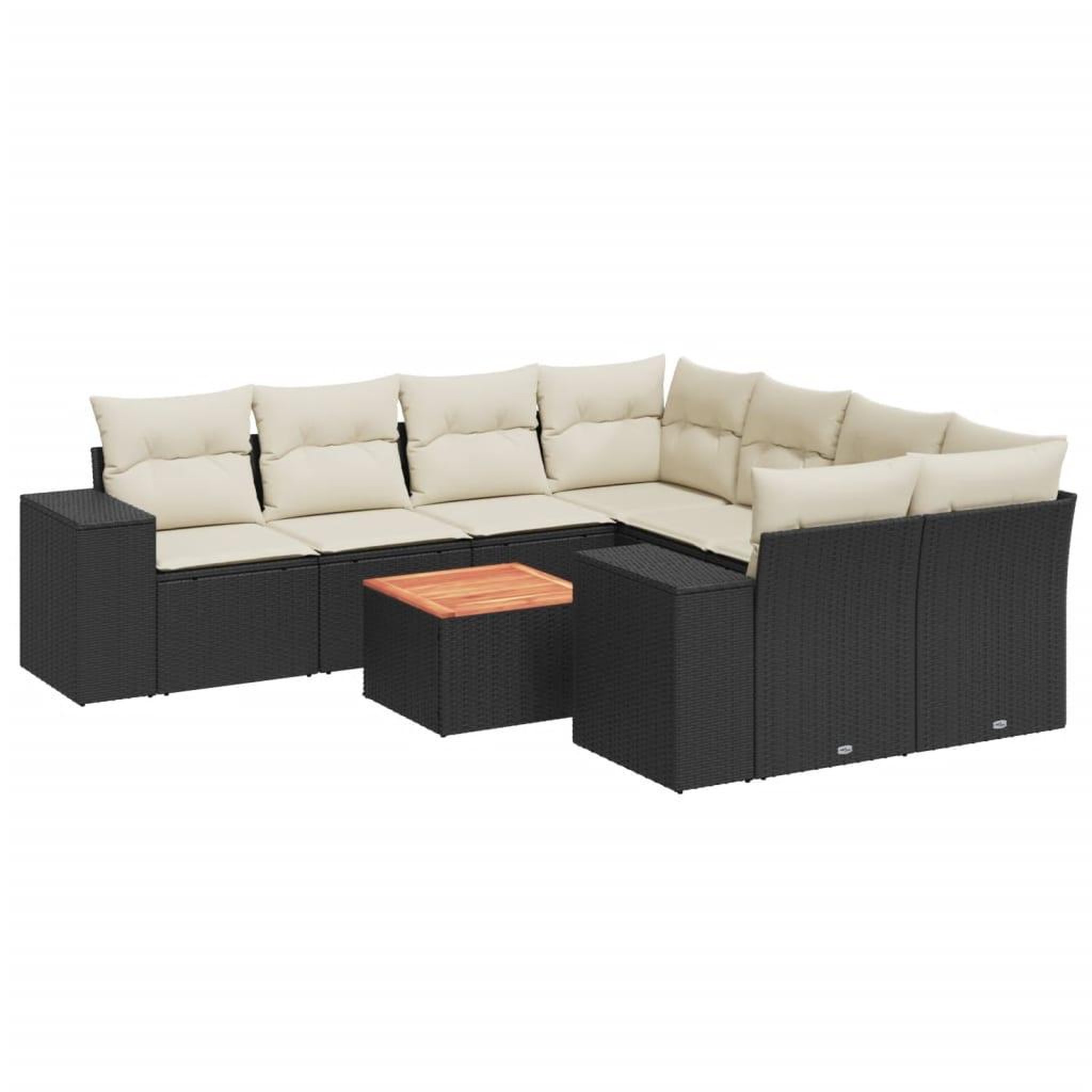 Voir la diapositive 2 : VIDAXL Salon de jardin 9 pcs avec coussins noir resine tressee