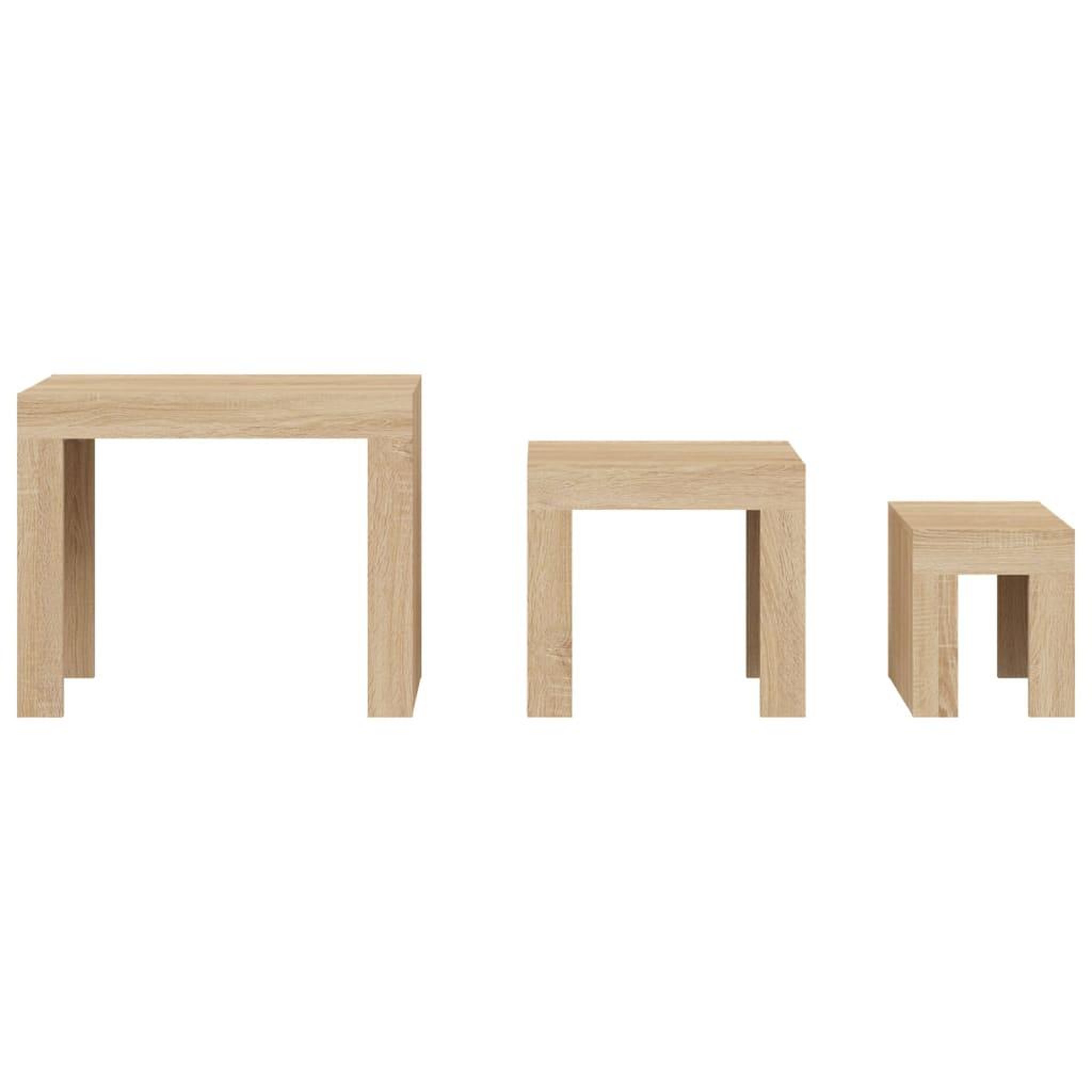 Voir la diapositive 4 : VIDAXL Tables basses gigognes 3 pcs chene sonoma bois d'ingenierie
