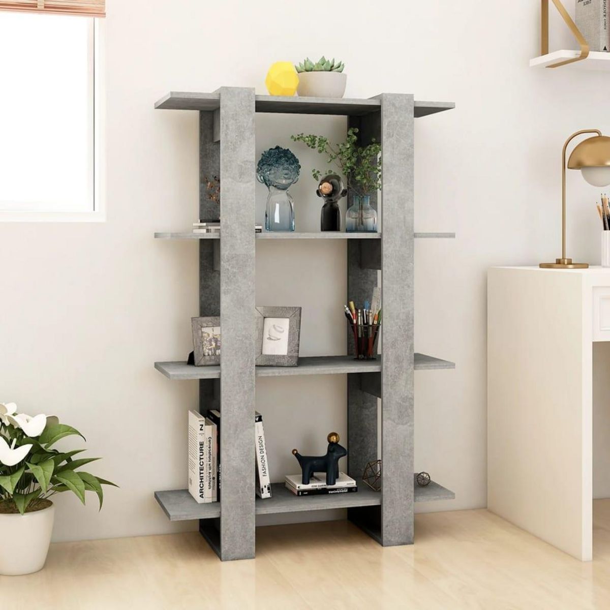VIDAXL Bibliotheque/Separateur de piece Gris beton 80x30x123,5 cm