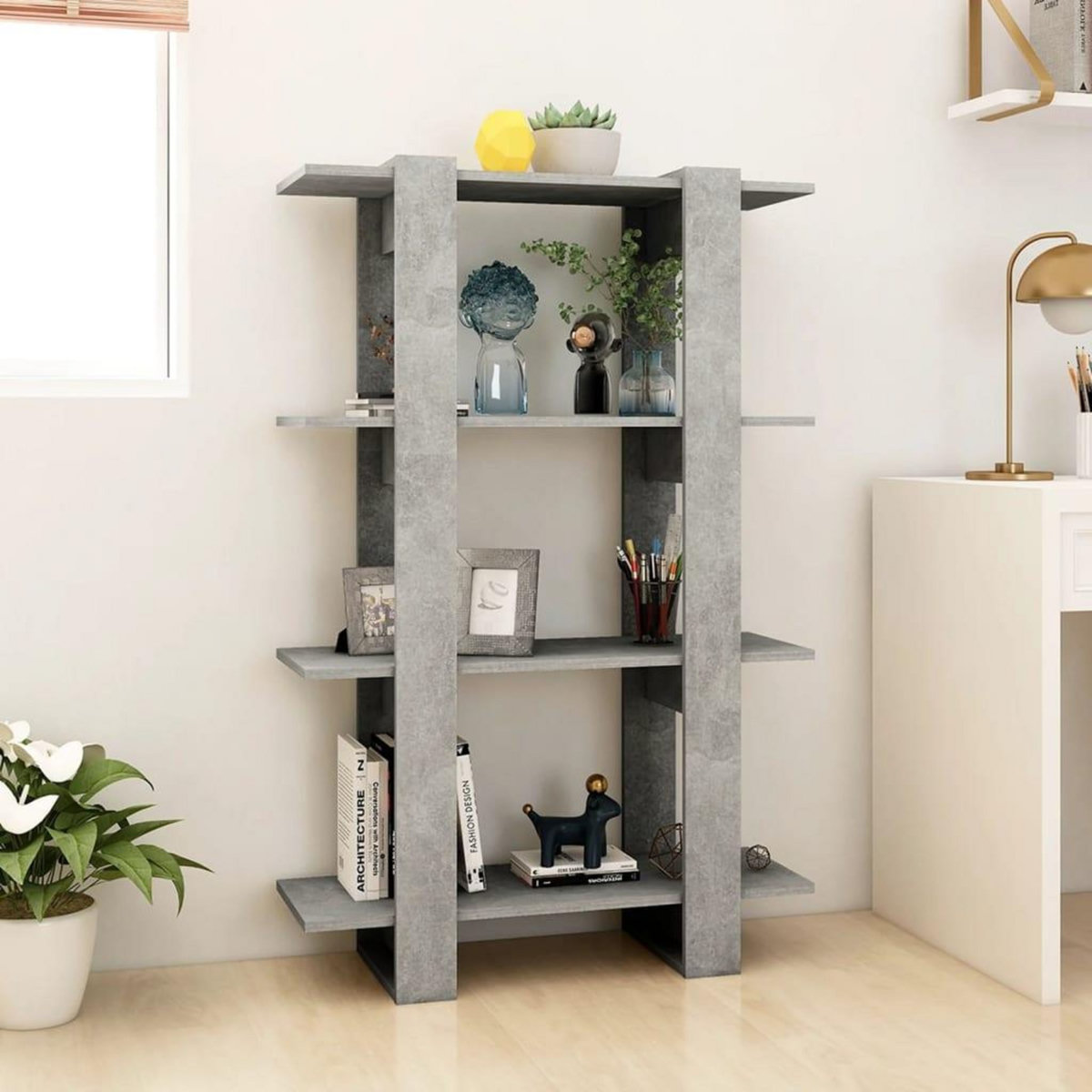 VIDAXL Bibliotheque/Separateur de piece Gris beton 80x30x123,5 cm