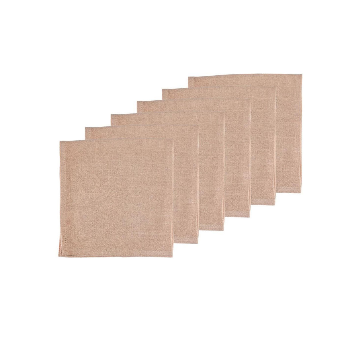 BJORN Serviette de table - 6 pièces - Lin et coton rose pâle