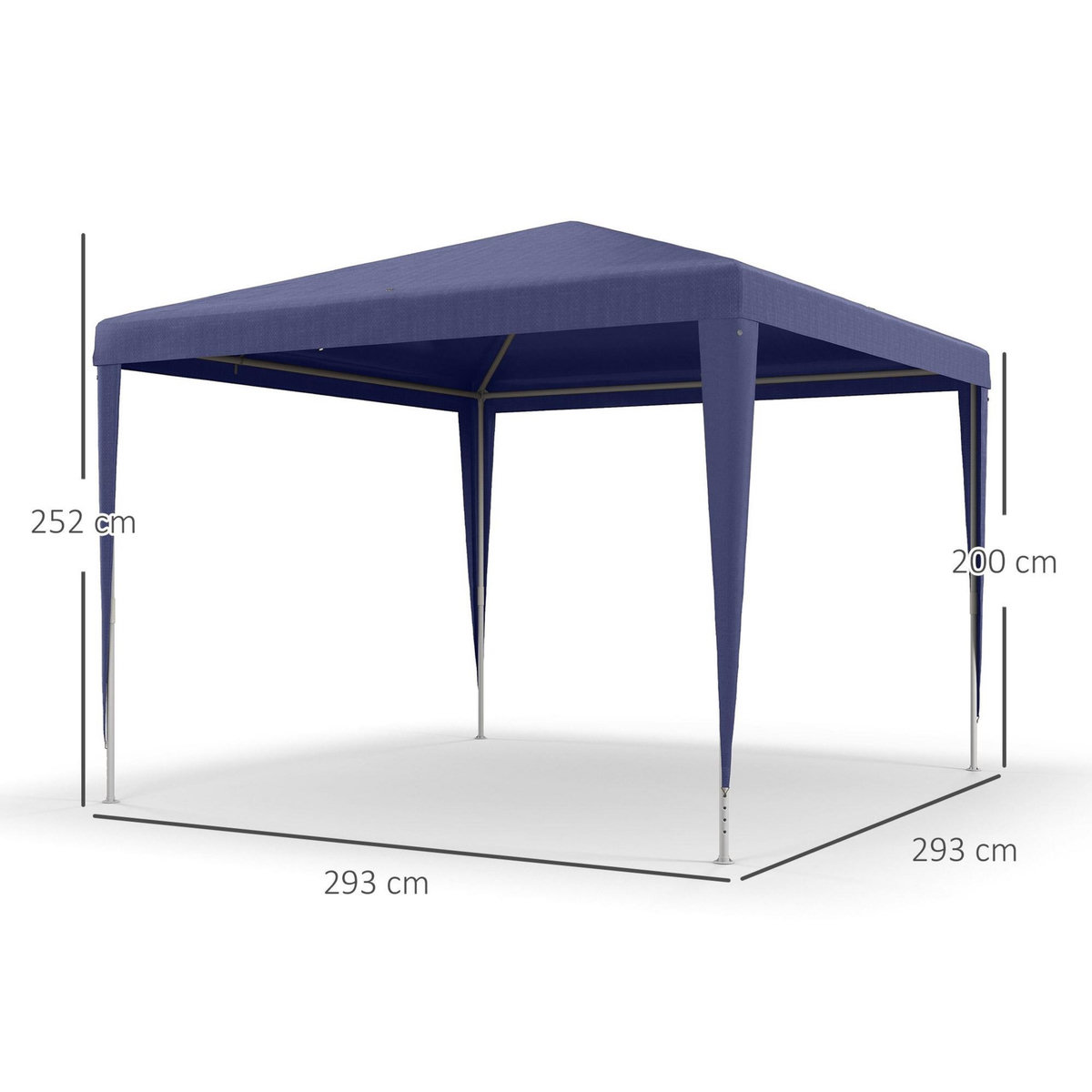 OUTSUNNY Tonnelle barnum de jardin dim. 2,93L x 2,93l x 2,52H m métal époxy bâche PE haute densité bleu