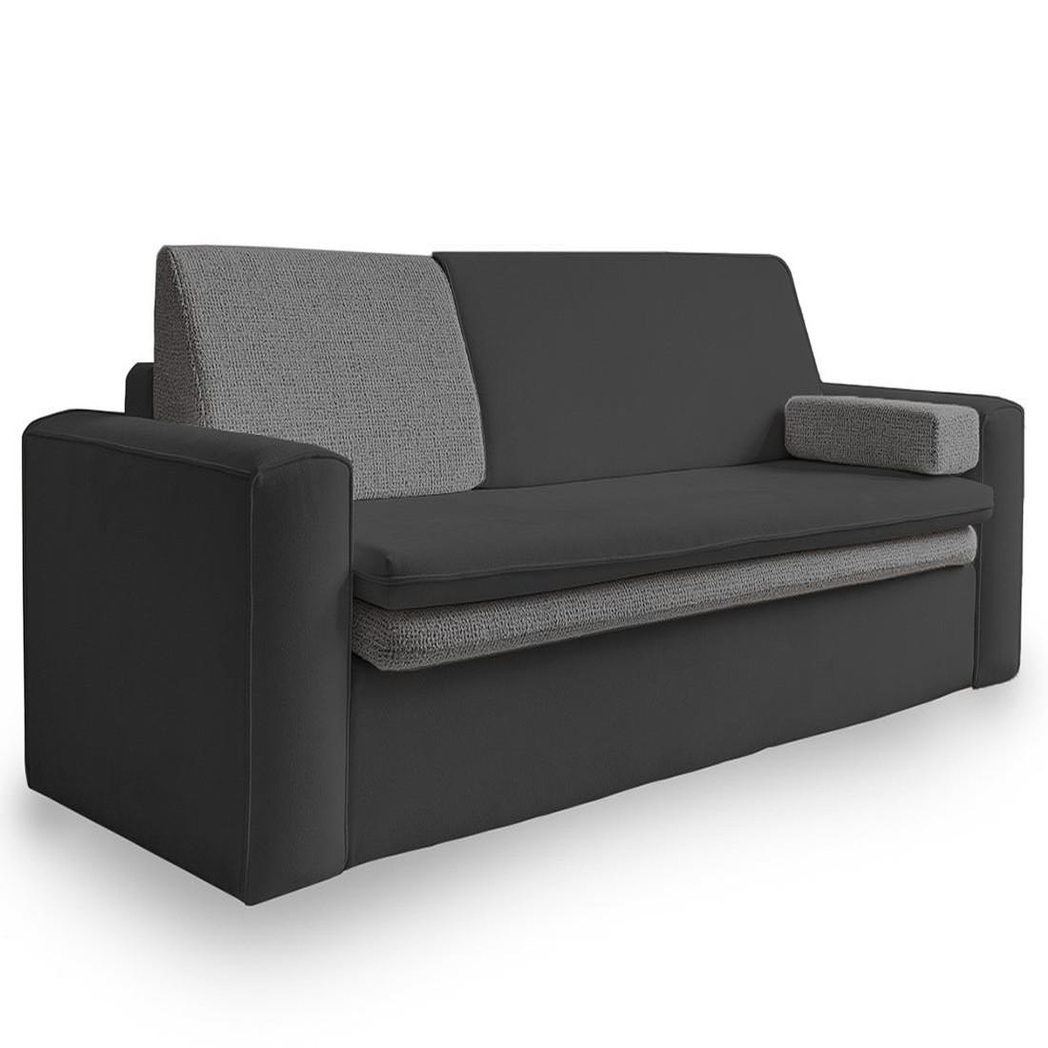 Voir la diapositive 1 : BEST MOBILIER Wilson - canapé droit 3 places convertible avec coffre en tissu et tissu texturé