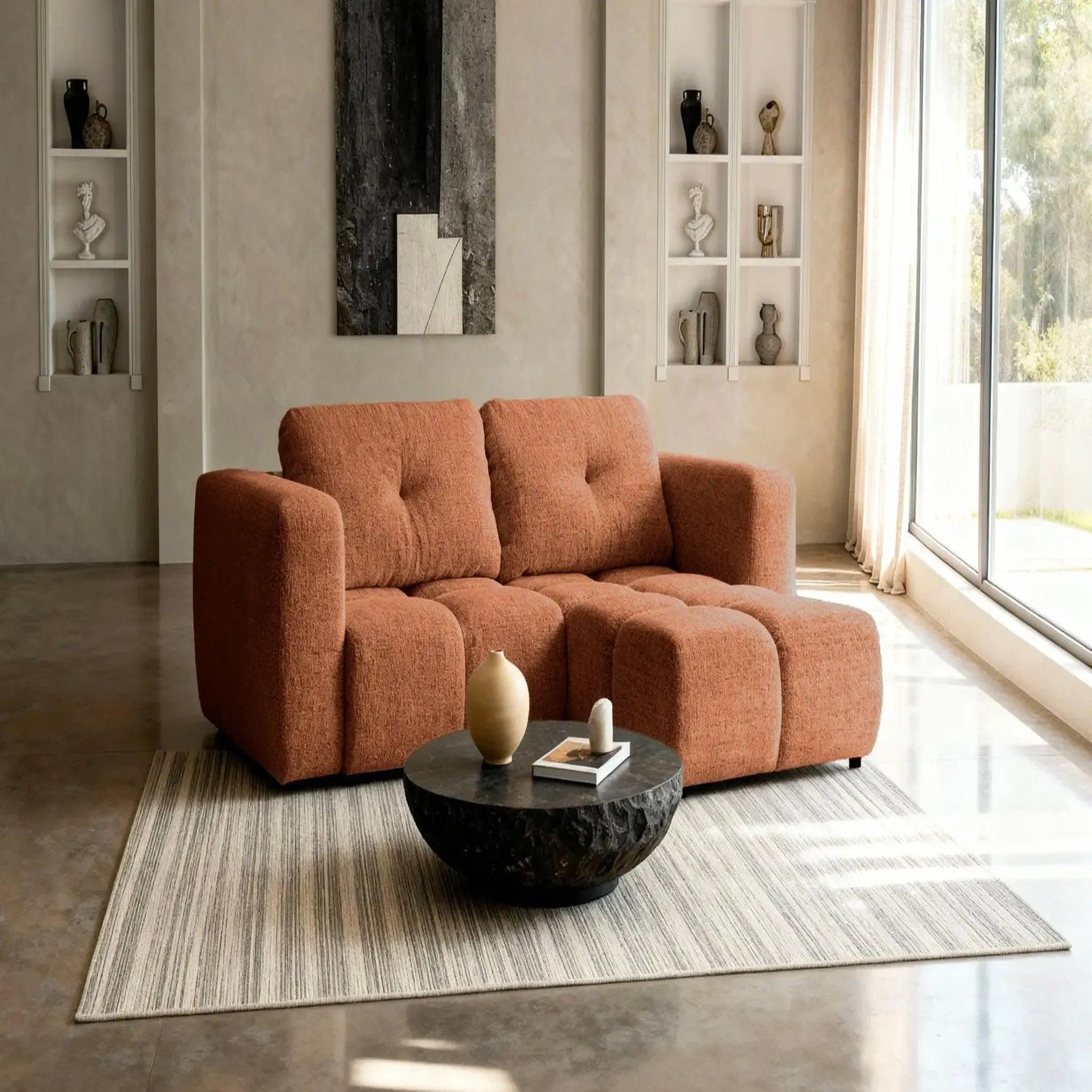 Voir la diapositive 2 : CASANOVA PARIS Romy mini - canapé d'angle convertible tissu chenille 2 places