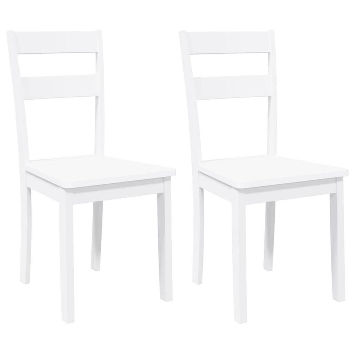 VIDAXL Chaises a manger 2 pcs blanc bois massif caoutchouc