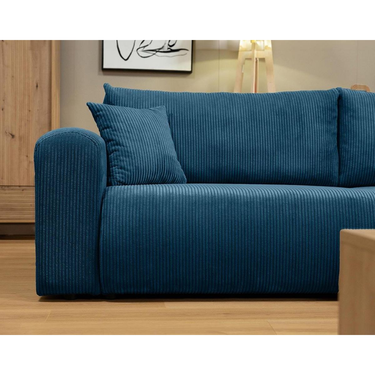 BEST MOBILIER Naomi - canapé d'angle réversible 4 places convertible avec coffre en velours côtelé