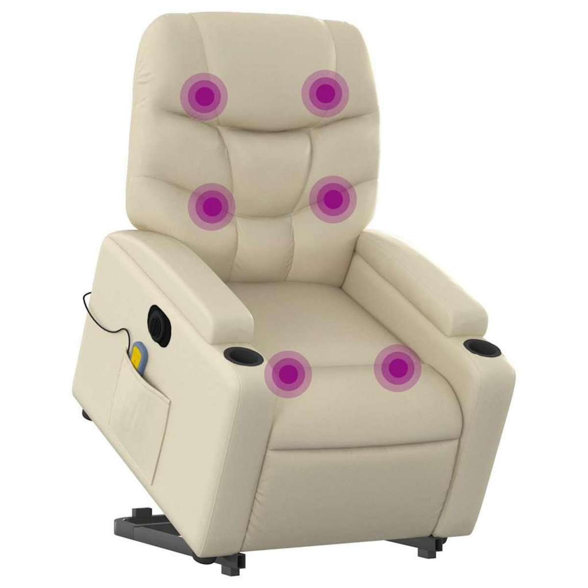 VIDAXL Fauteuil inclinable de massage electrique creme similicuir