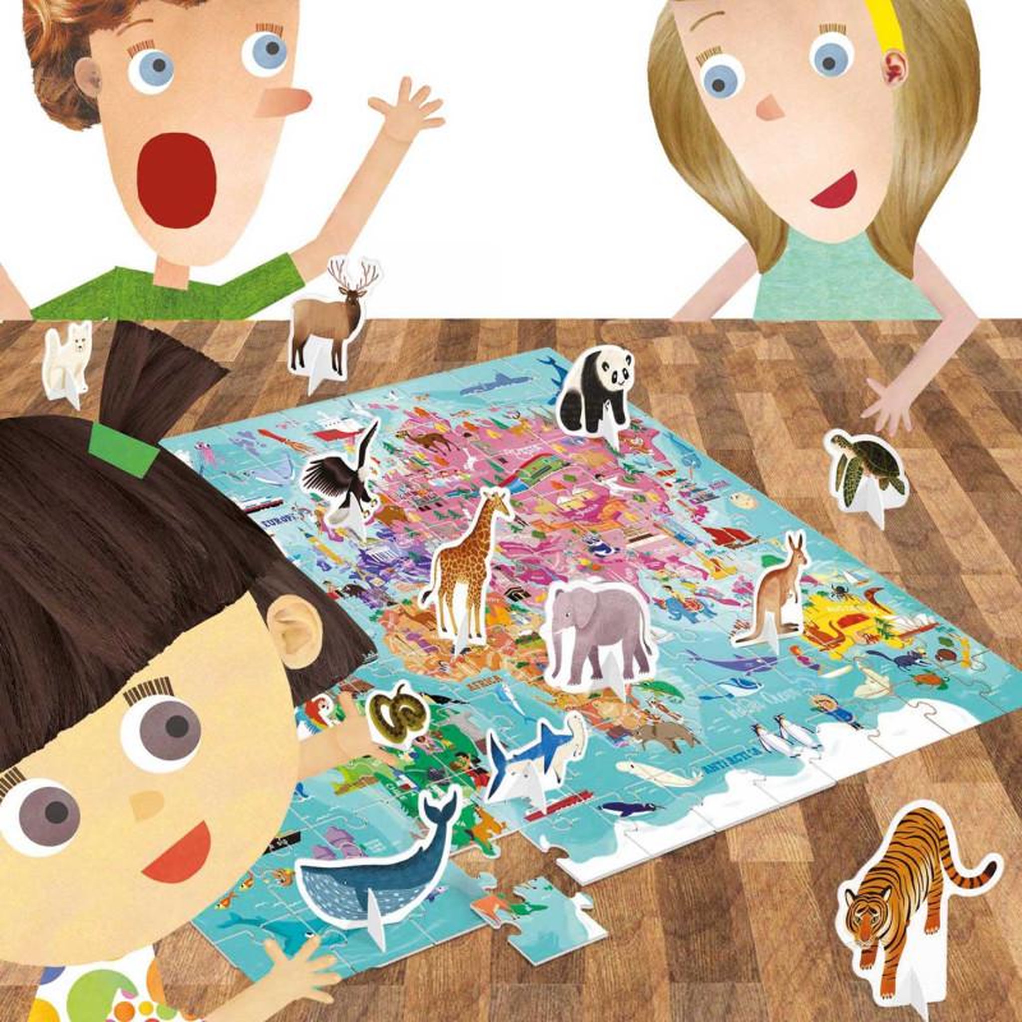 Voir la diapositive 3 : HEADU Headu Puzzle Le monde avec éléments 3D 108 pièces
