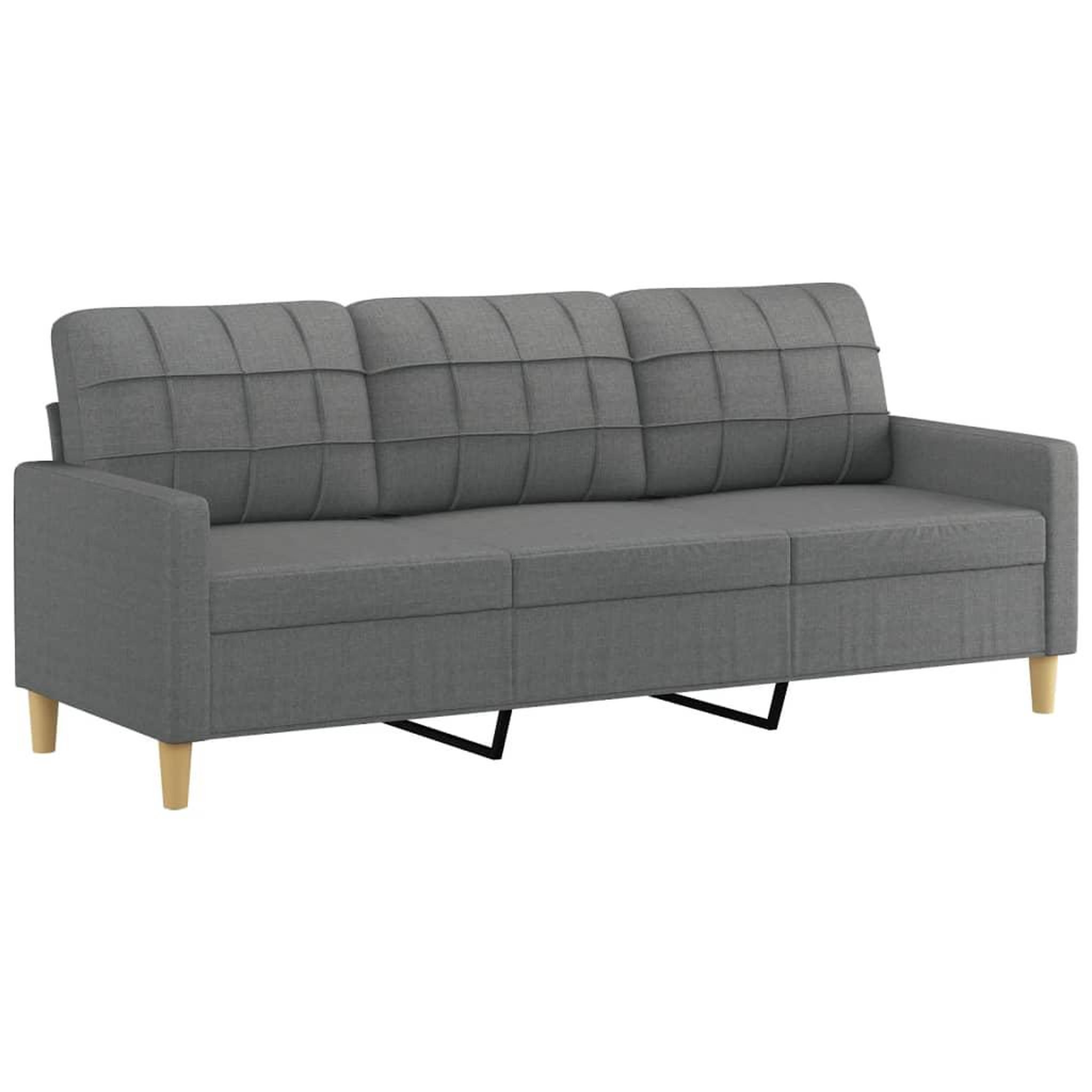 Voir la diapositive 5 : VIDAXL Ensemble de canapes 3 pcs avec coussins Gris fonce Tissu
