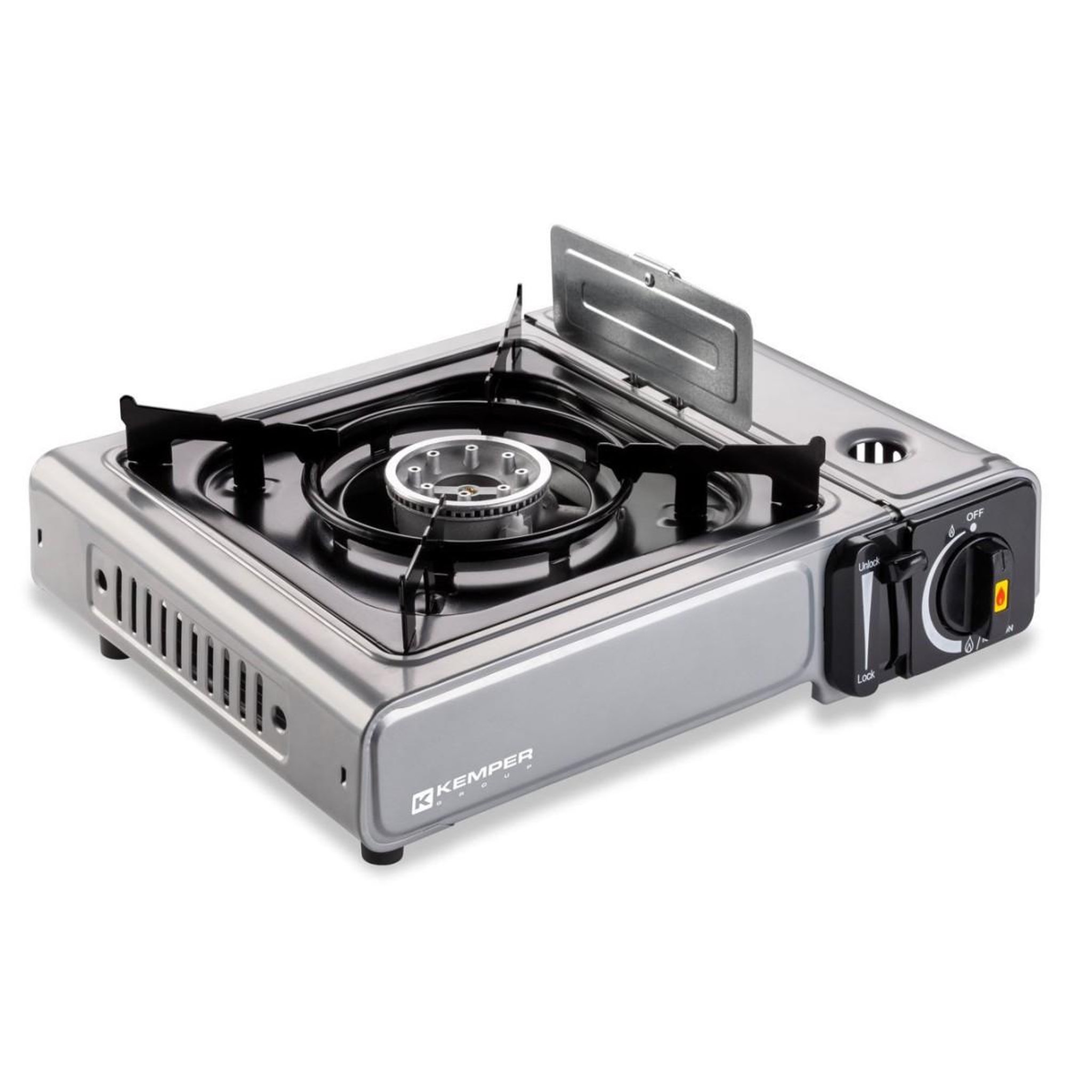 Voir la diapositive 3 : Kemper Réchaud à gaz 2200w inox + 4 cartouches de gaz double système de sécurité puissance réglable kemper