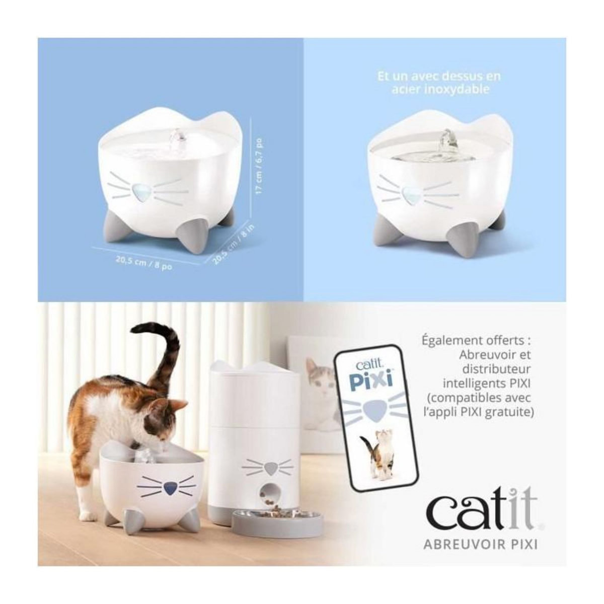 Cat'it CAT IT Fontaine a eau automatique pour chat - 2,5 L - Bleu