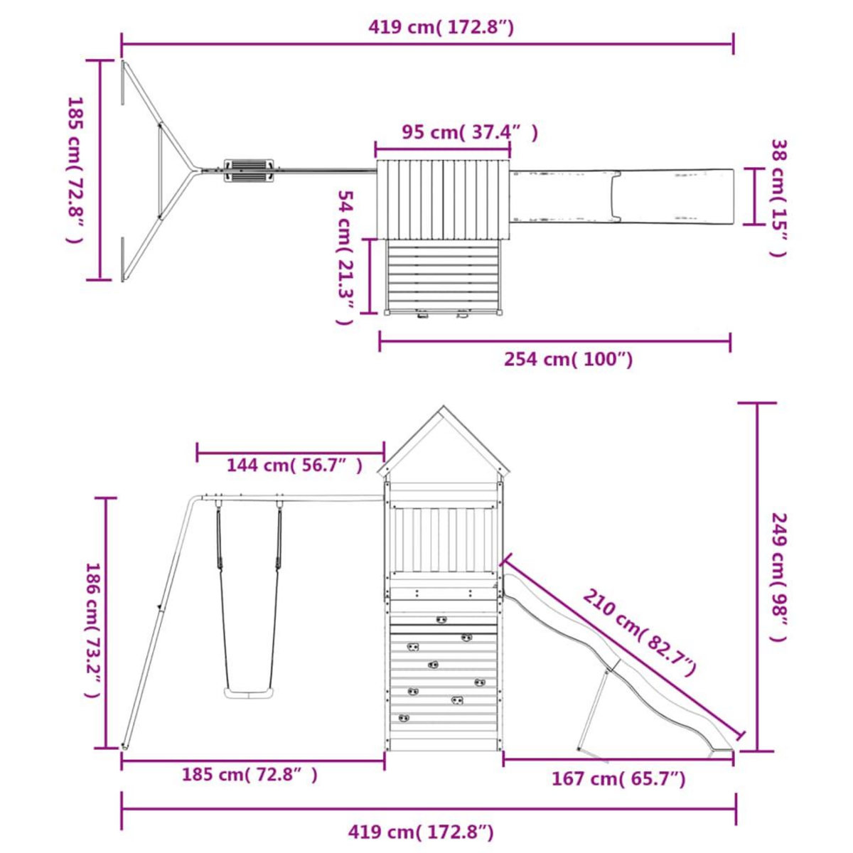 VIDAXL Aire de jeux d'exterieur bois de pin massif