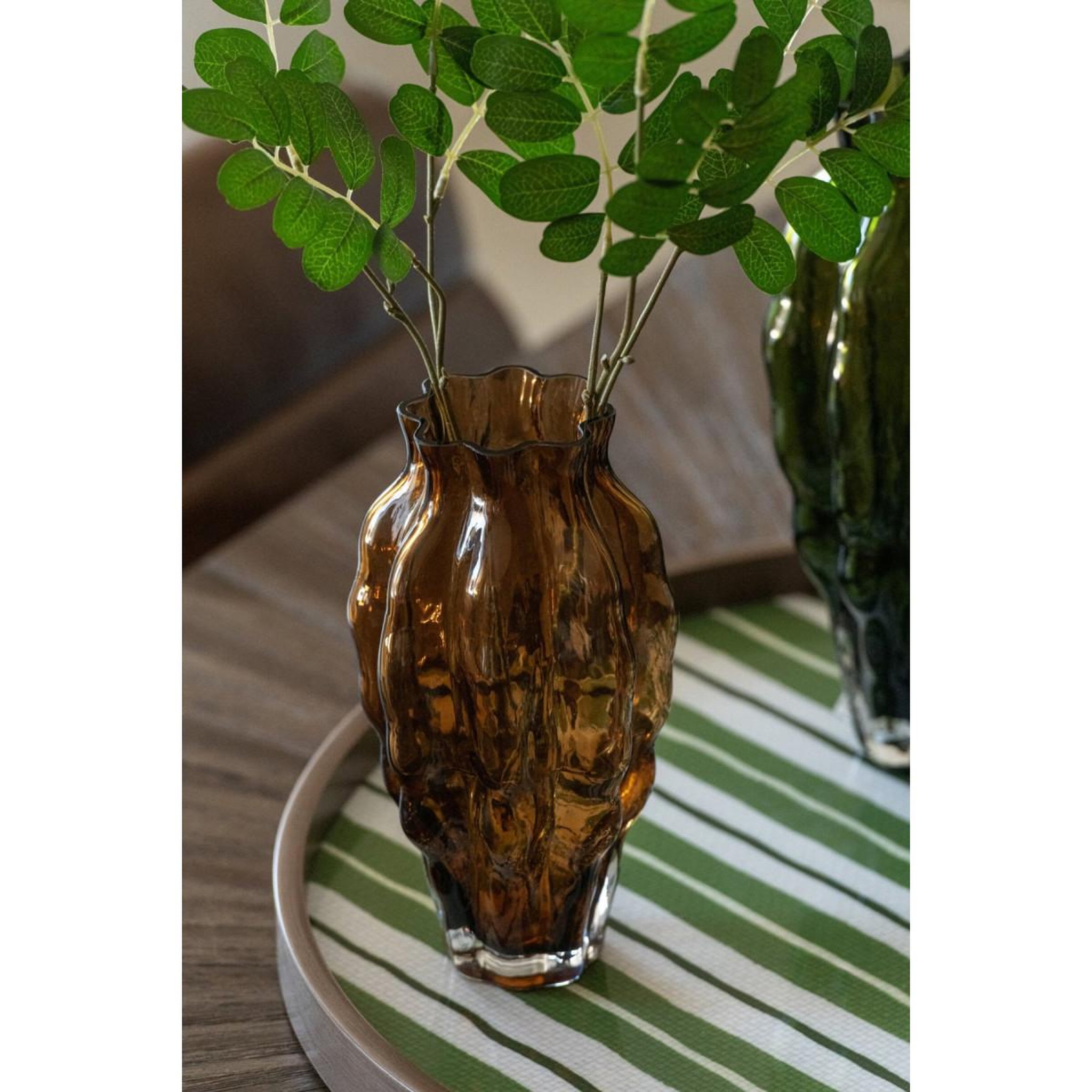Voir la diapositive 4 : J-LINE Vase Design en Verre  Pod  24cm Marron