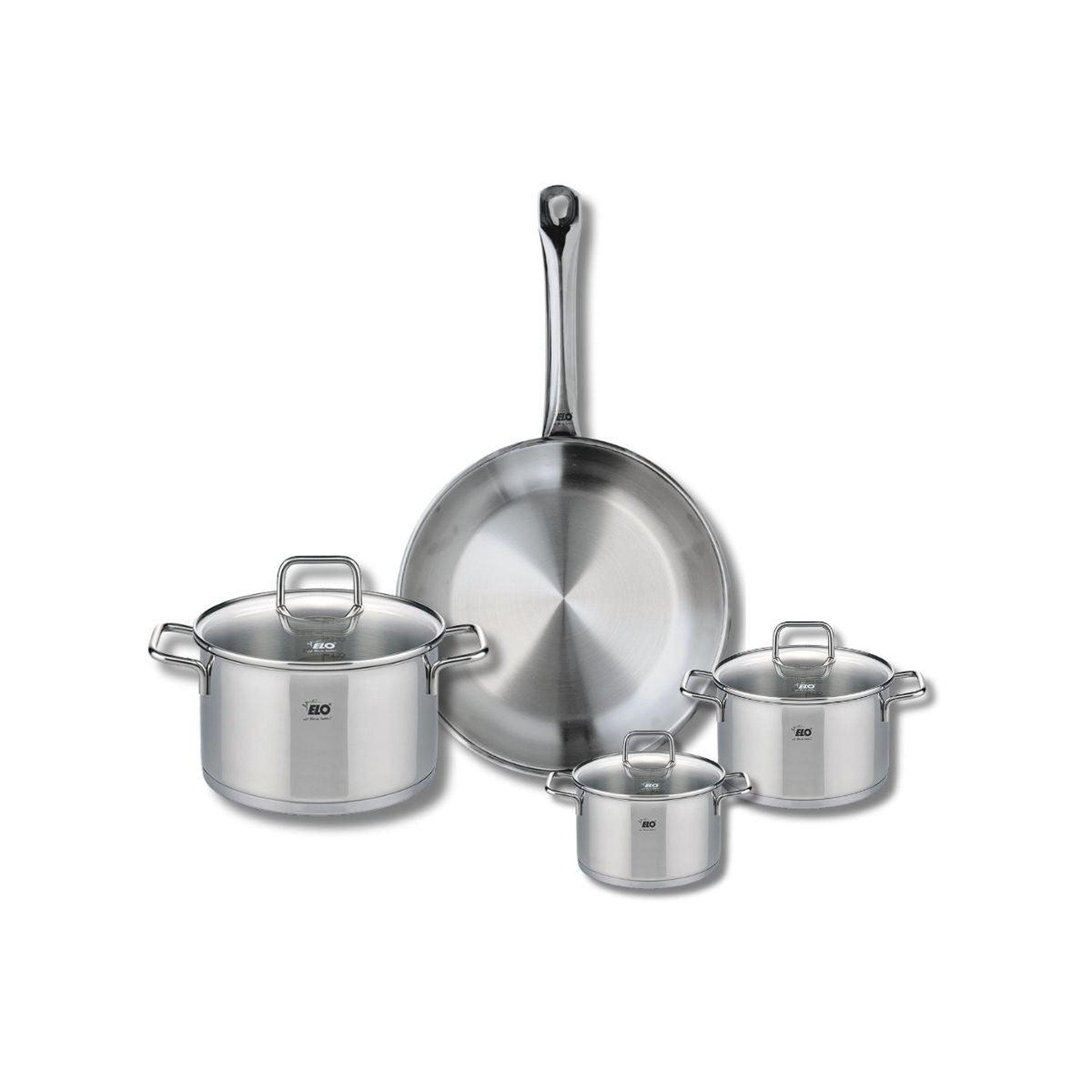 ELO Ensemble de 1 poêle de cuisson 28 cm et 3 faitouts 12, 14 et 20 cm elo profi citrin