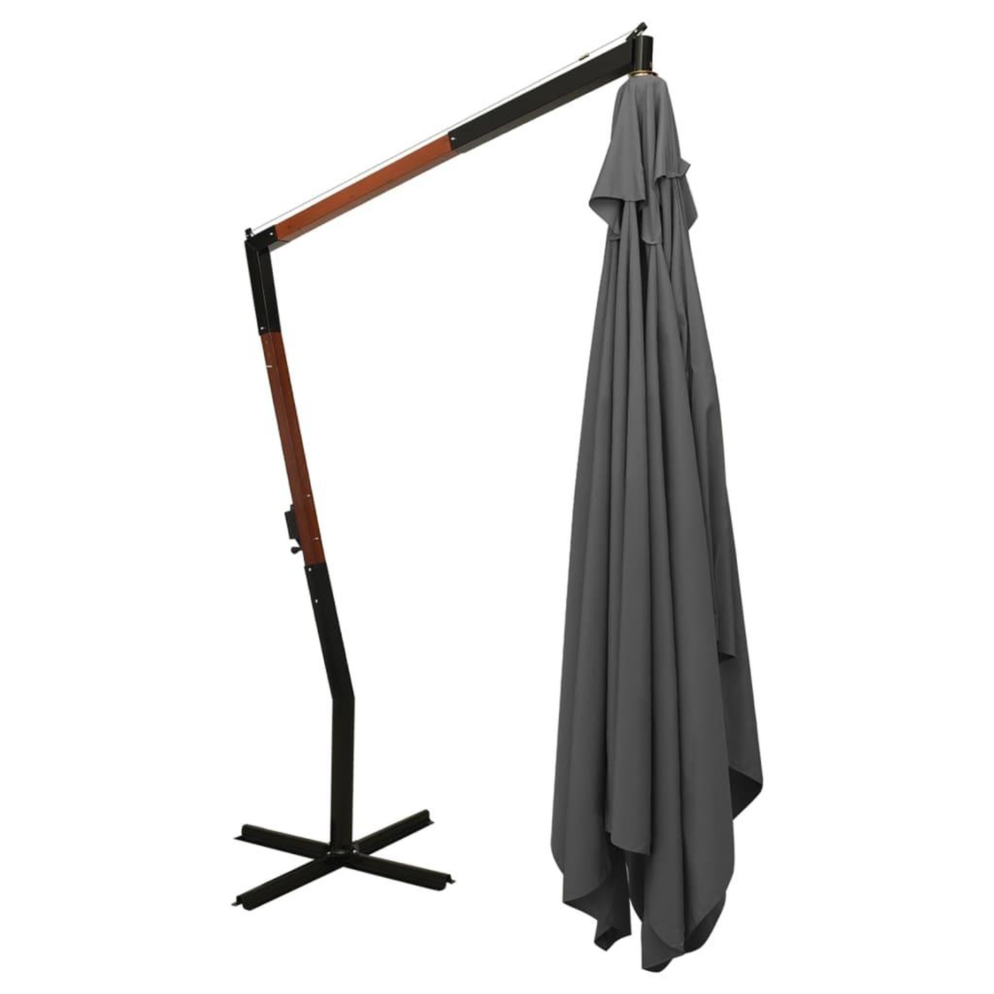 Voir la diapositive 4 : VIDAXL Parasol de jardin en porte-a-faux avec mat en bois anthracite