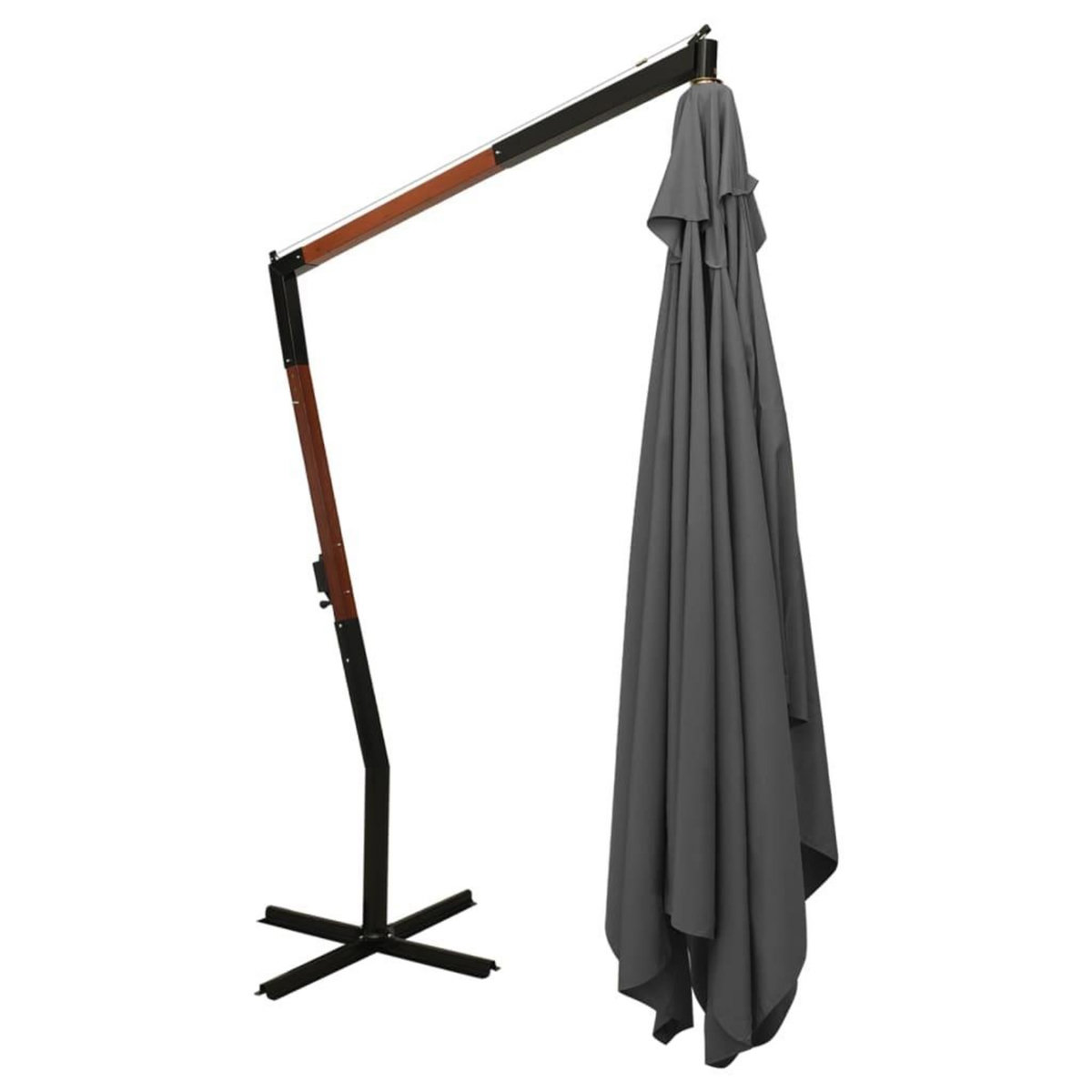 VIDAXL Parasol de jardin en porte-a-faux avec mat en bois anthracite