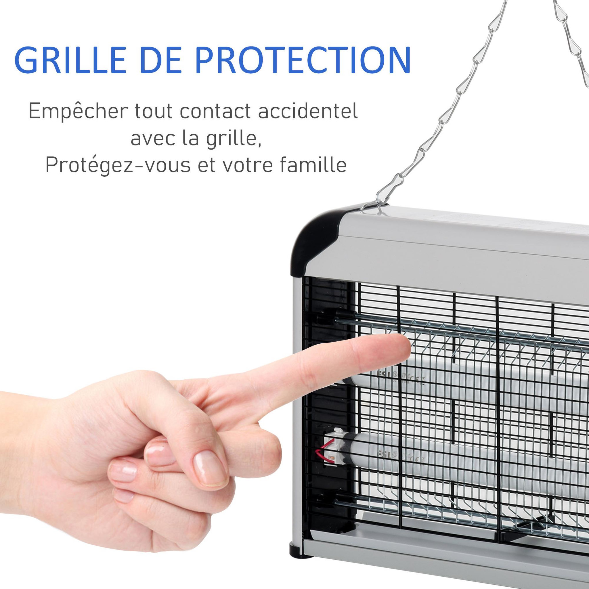 Voir la diapositive 6 : OUTSUNNY Outsunny Lampe UV anti-insectes anti moustique tue mouche électrique destructeur d'insectes 20 W gris