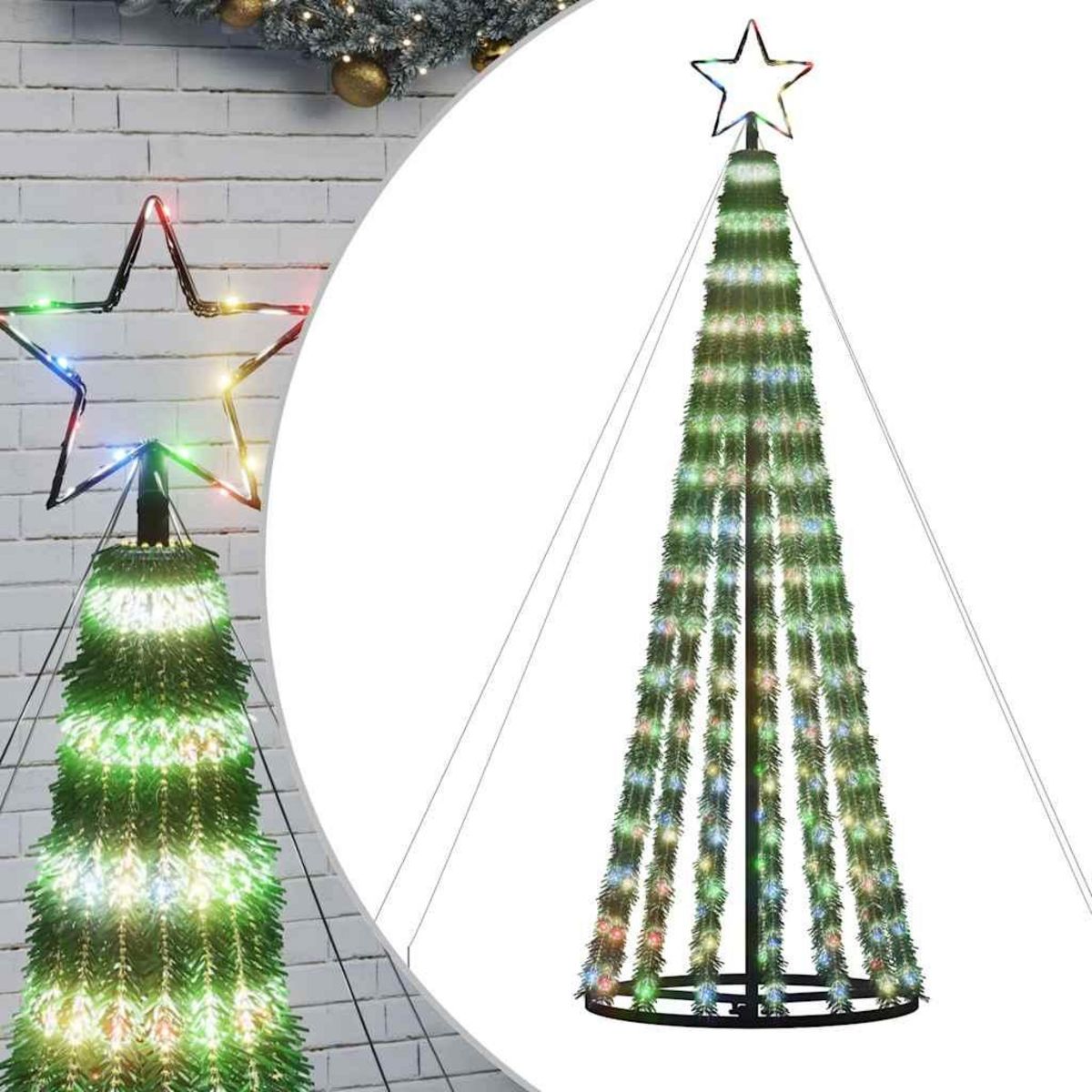 VIDAXL Sapin de Noël a LED 275 LED colorees 180 cm