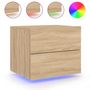 Voir la diapositive 2 : VIDAXL Table de chevet murale avec lumieres LED chene sonoma