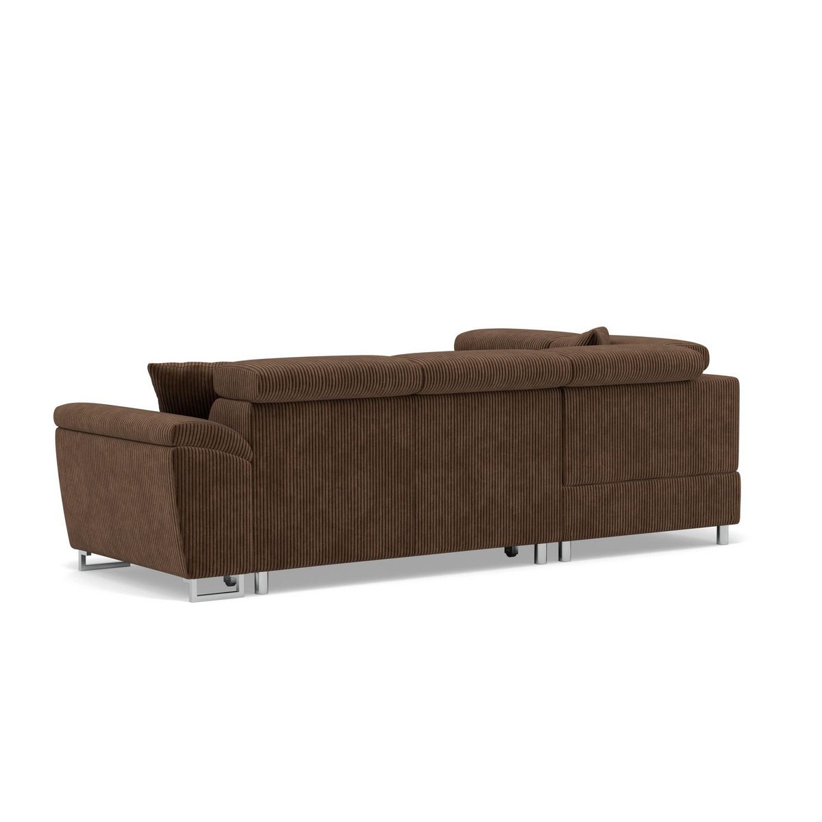 BEST MOBILIER Baoji - canapé d'angle gauche 5 places convertible avec têtières et coffre en velours côtelé