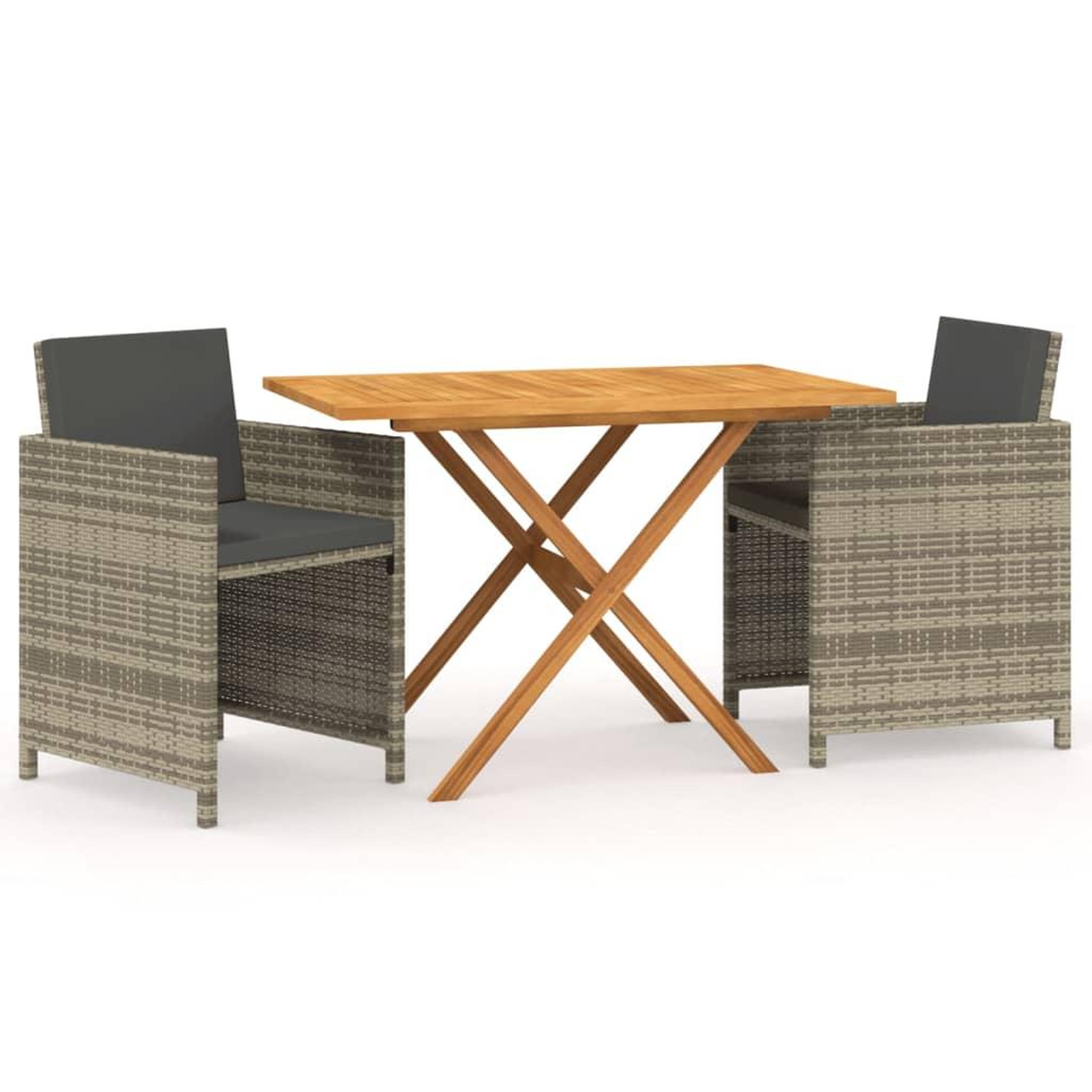 Voir la diapositive 2 : VIDAXL Ensemble a manger de jardin 3 pcs avec coussins Gris