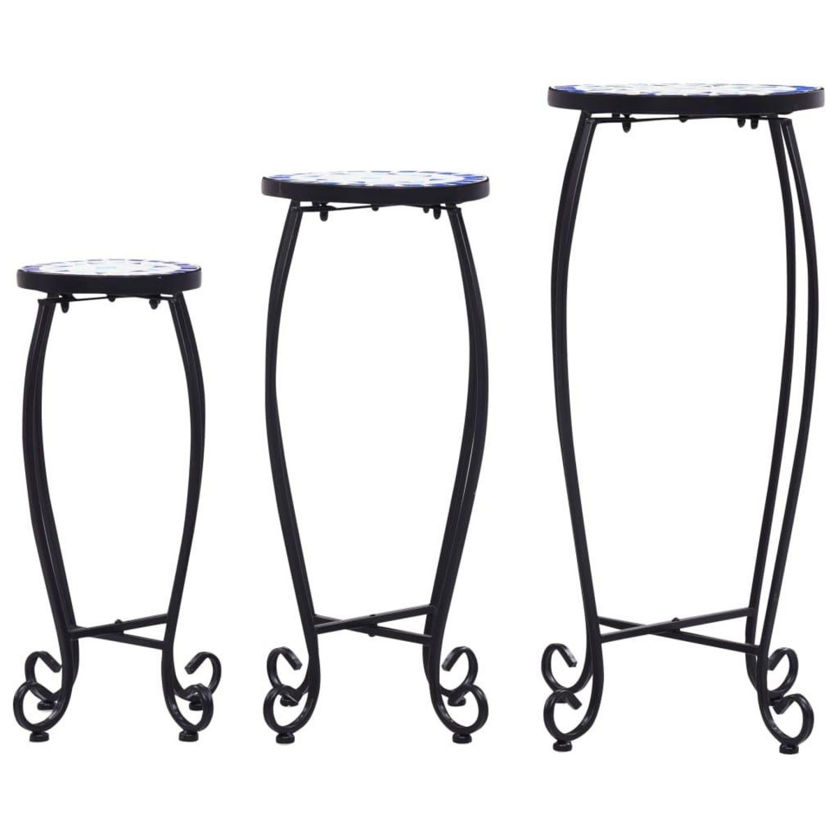 VIDAXL Tables mosaïque 3 pcs Bleu et blanc Ceramique