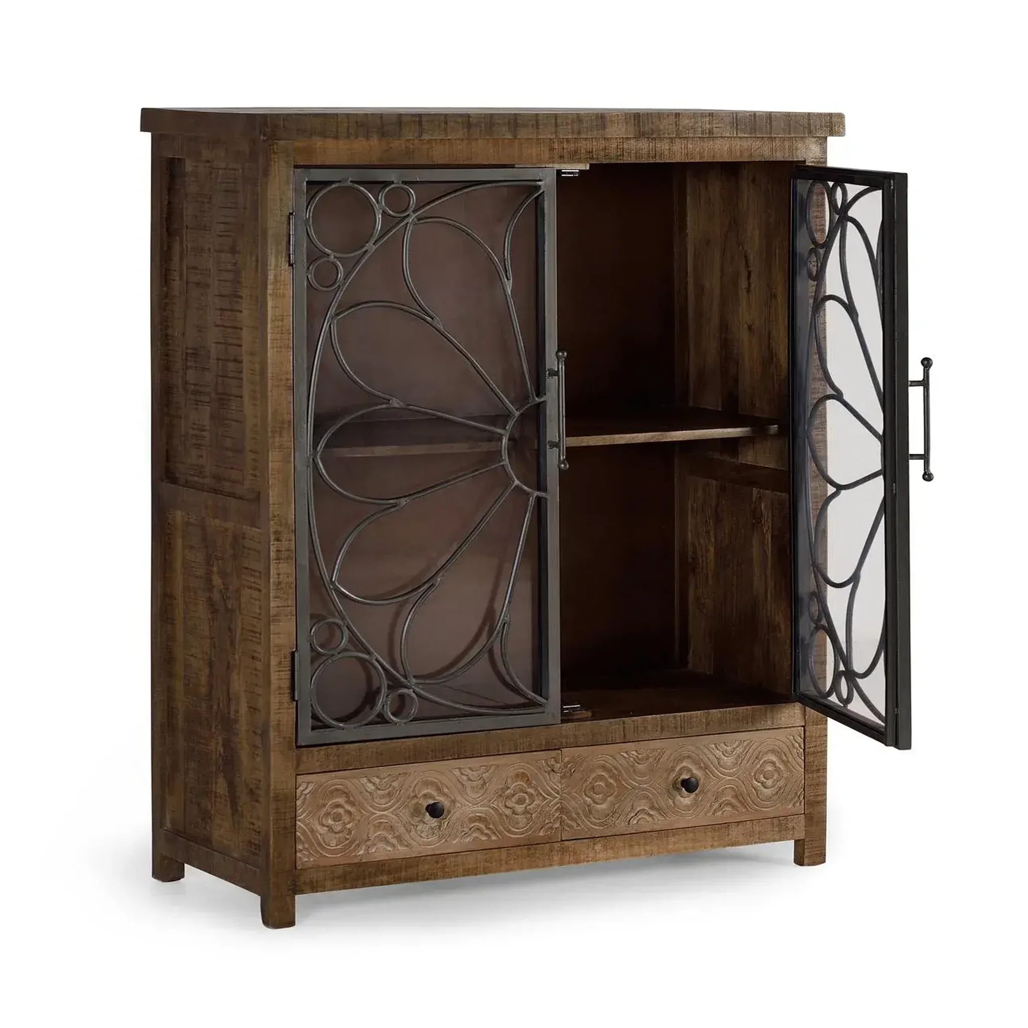 Voir la diapositive 4 : GINER Y COLOMER SL Vitrine en bois de manguier 100 cm style industriel moderne