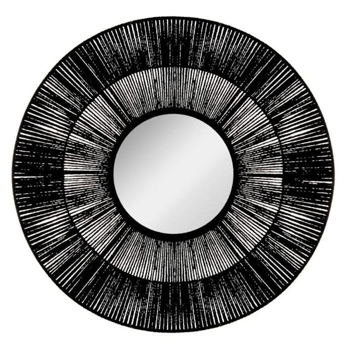 ATMOSPHERA Miroir Rond Motif Ethnique  Landy  76cm Noir