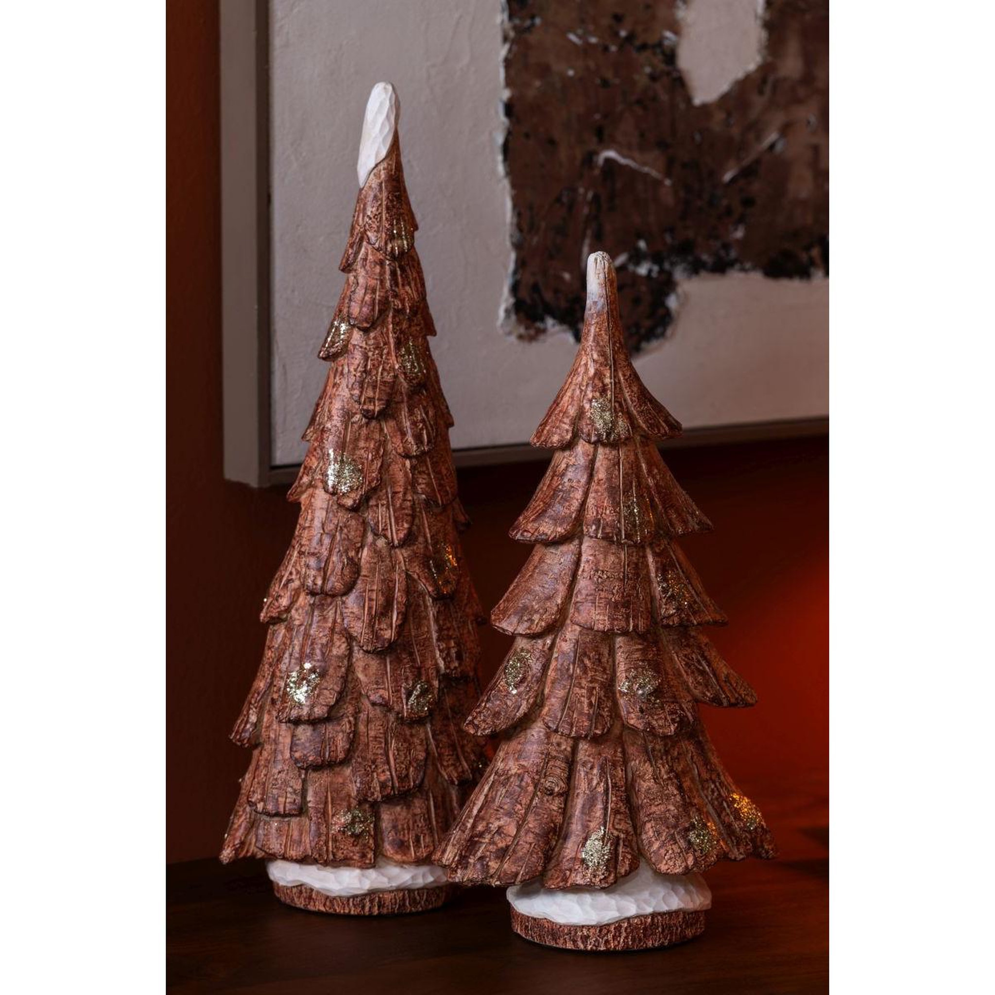 Voir la diapositive 3 : J-LINE Sapin déco en résine  imitation bois  46cm marron