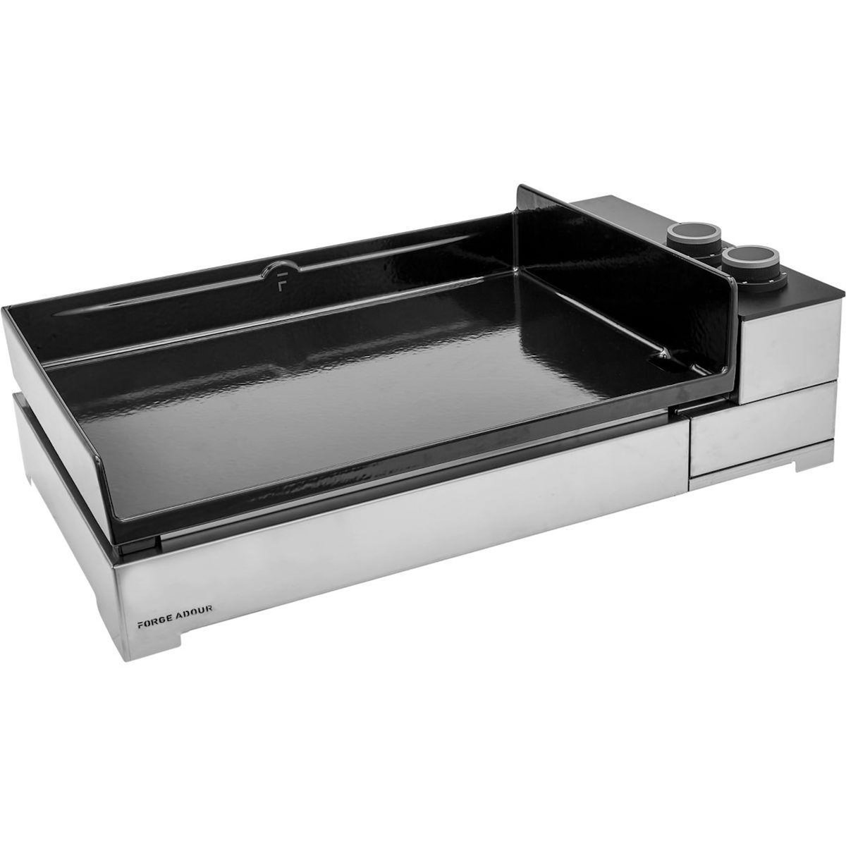 FORGE ADOUR Plancha électrique Premium E60 Inox 2 brûleurs à poser, 58.5x40.5 cm