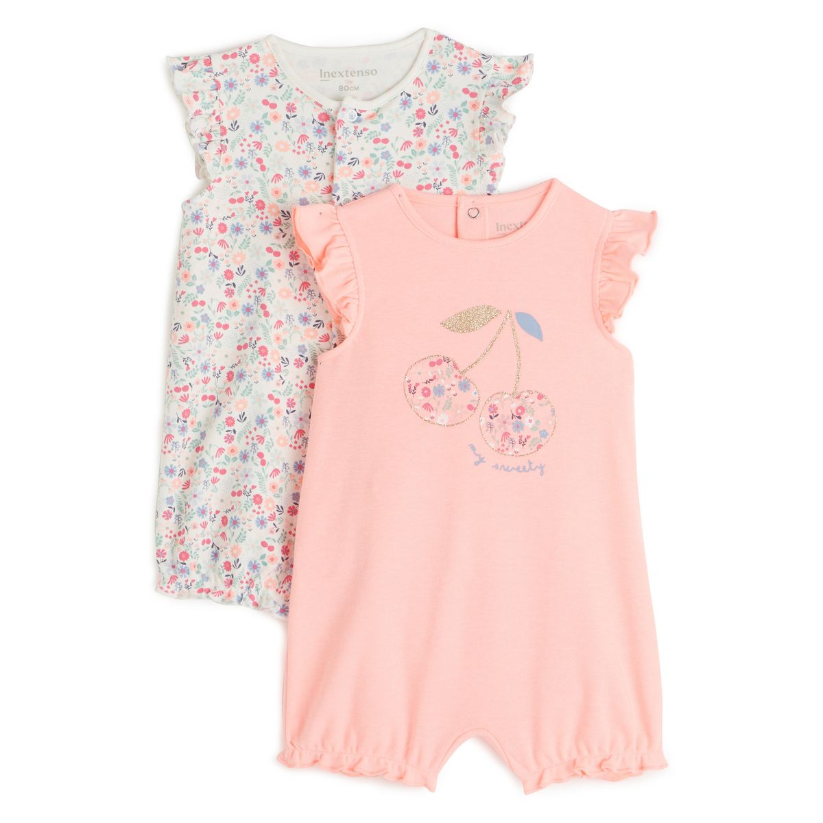 INEXTENSO Combinaison courte fleurs et cerises bébé fille
