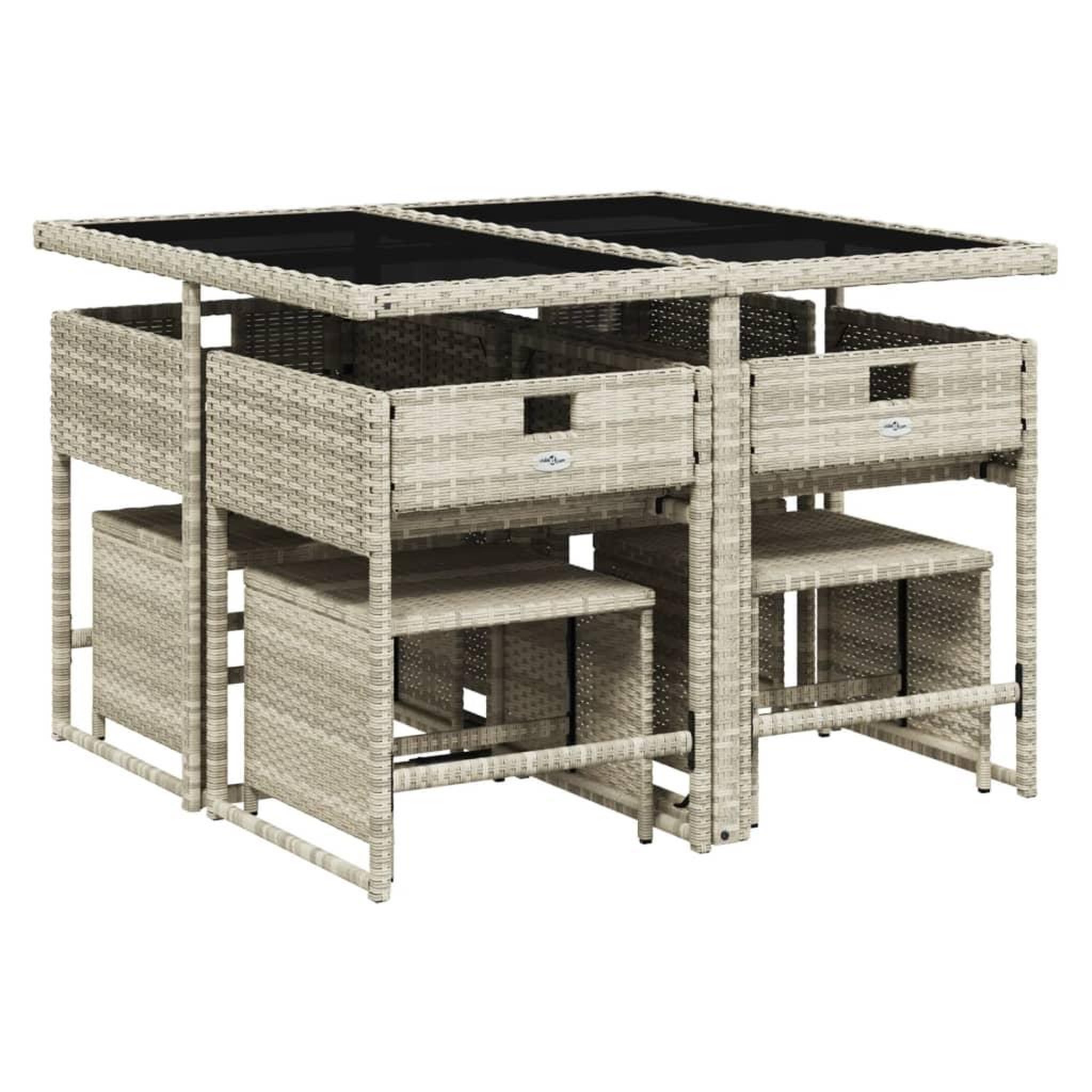 Voir la diapositive 4 : VIDAXL Ensemble a manger de jardin et coussins 9 pcs gris clair rotin