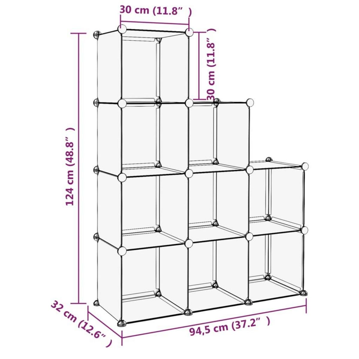 VIDAXL Cubes de rangement 9 pcs Noir PP