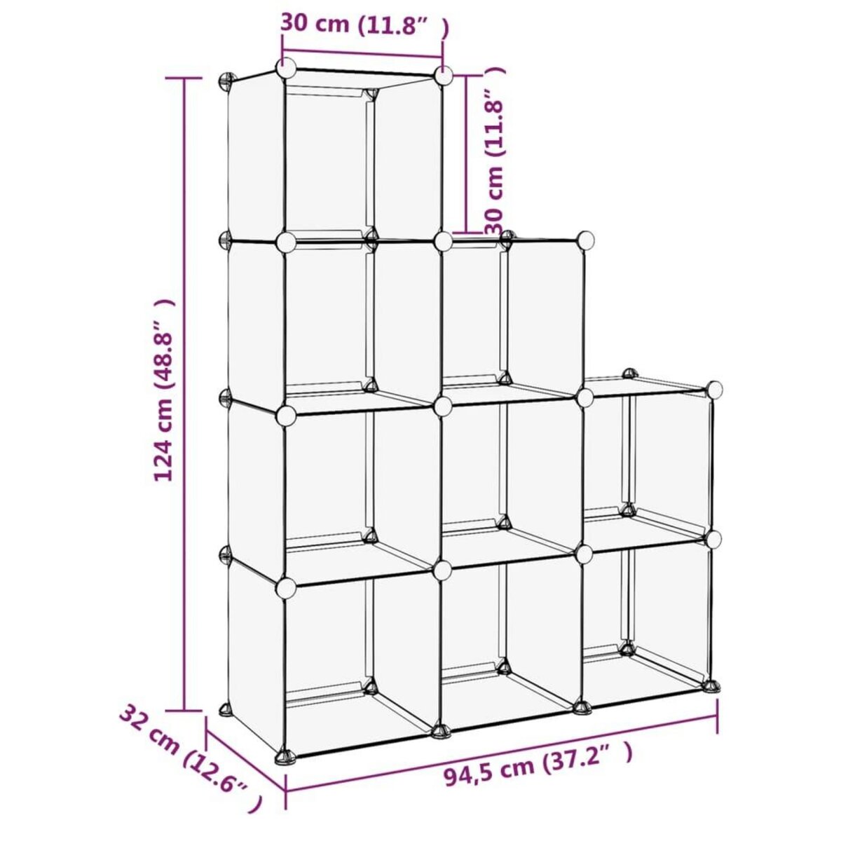 VIDAXL Cubes de rangement 9 pcs Noir PP