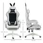 Voir la diapositive 3 : VINSETTO Chaise gaming fauteuil gamer inclinable réglable repose-pied rétractable oreilles de lapin amovibles noir blanc