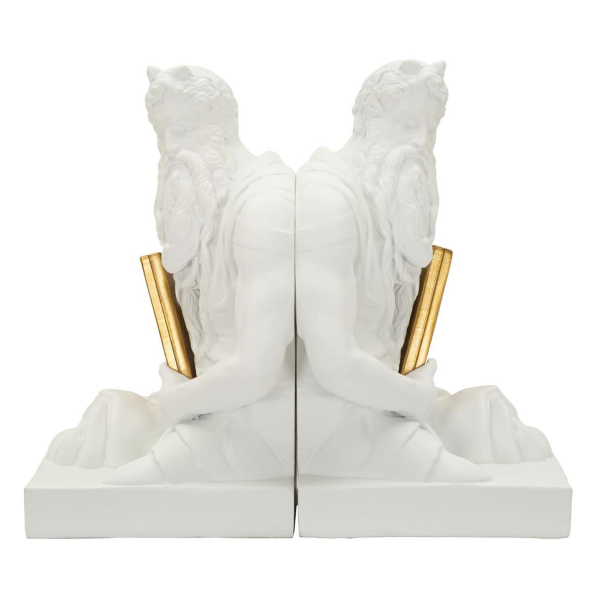 Paris Prix Lot de 2 Serre-Livres Déco  Poséidon  25cm Blanc