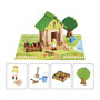 Voir la diapositive 3 : JeuJura La Cabane du Jardinier 60 Pieces - JEUJURA - Jeu de Construction en Bois Naturel, Tapis et Accessoires Inclus, 22x18,5x8,5 cm
