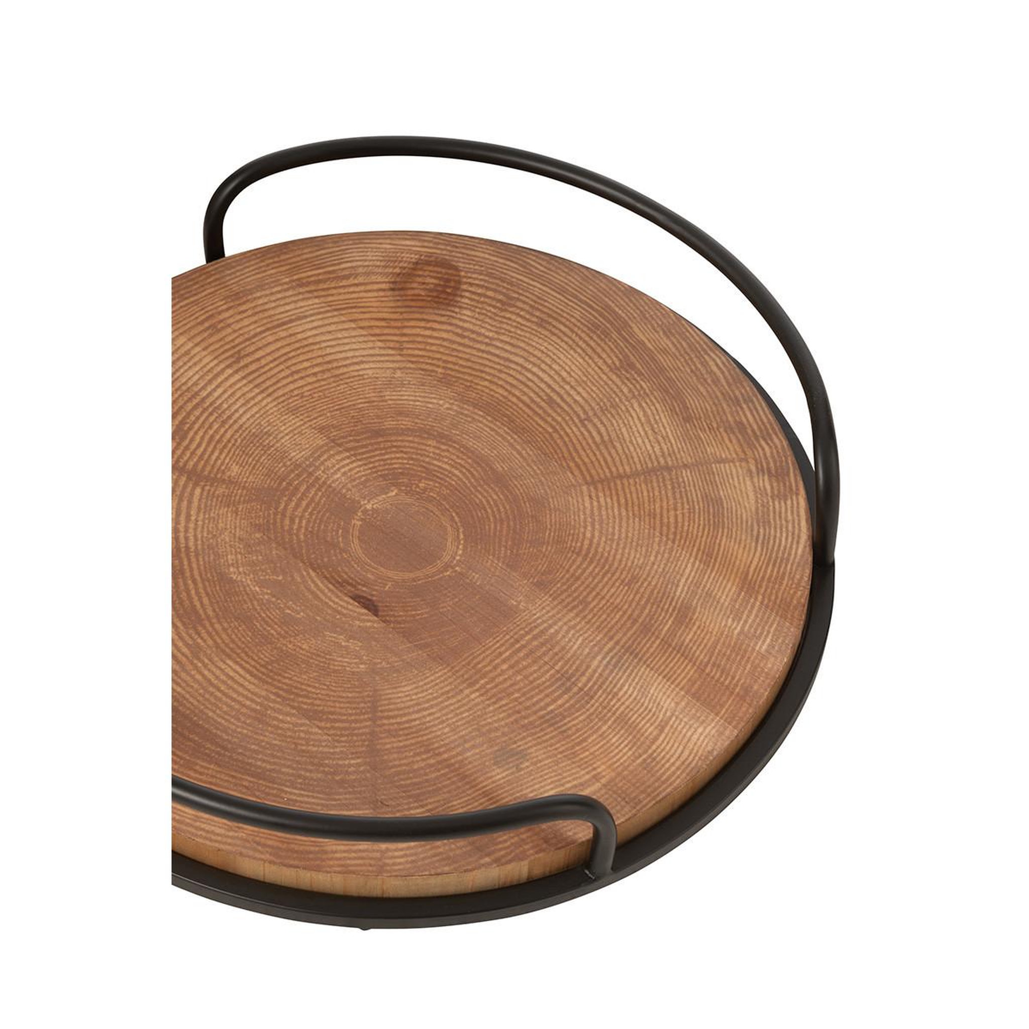 Voir la diapositive 4 : J-LINE Lot de 2 plateaux ronds  mia  50cm naturel