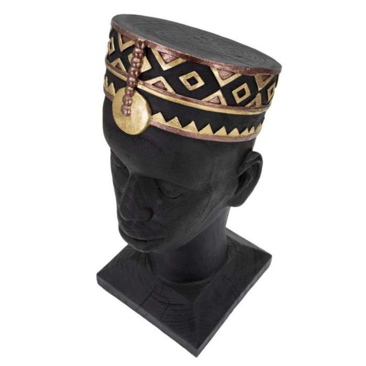 Paris Prix Statue Tête Homme Couvre-Chef  Massai  56cm Noir