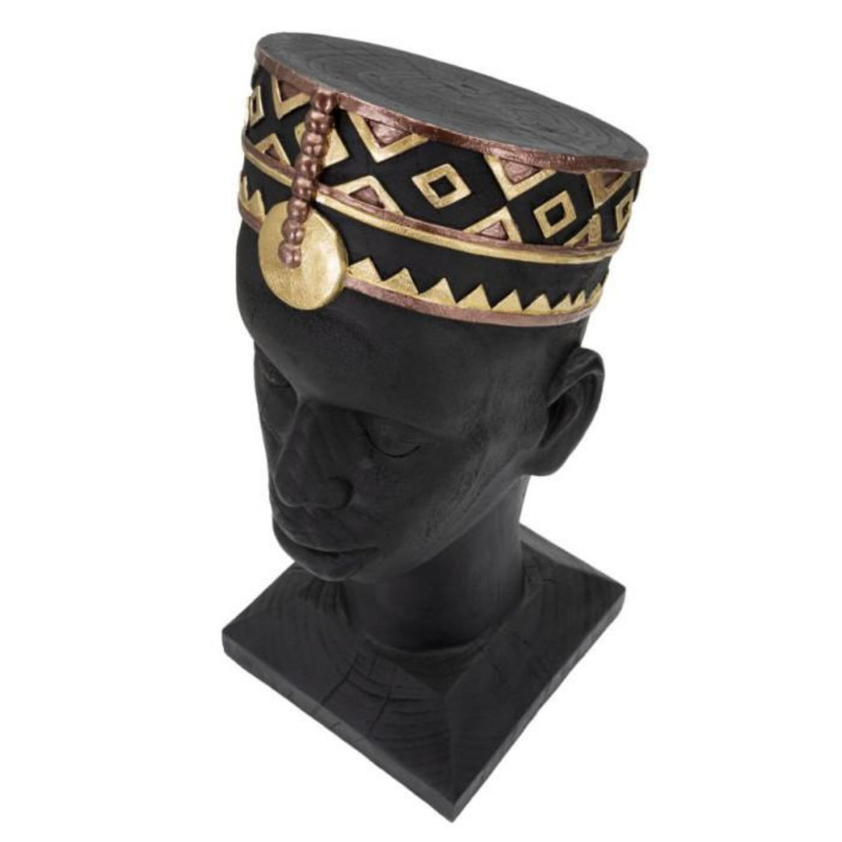 Paris Prix Statue Tête Homme Couvre-Chef  Massai  56cm Noir
