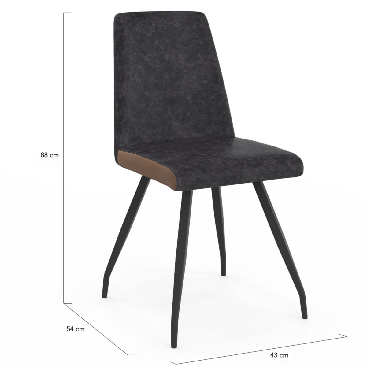 ID MARKET Lot de 6 chaises ADA grises liseré marron pied araignée pour salle à manger