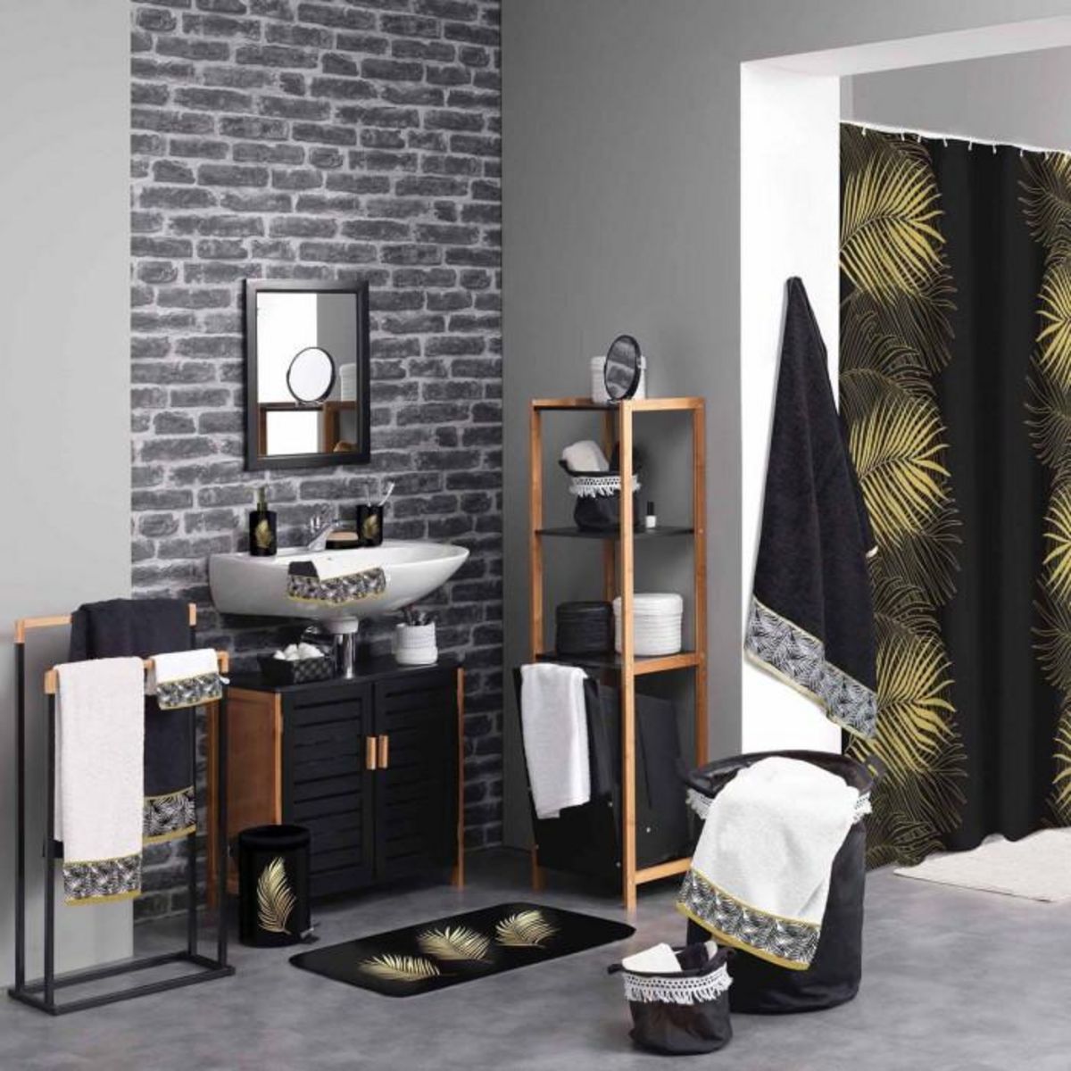 Paris Prix Tapis Contour WC Imprimé  Orbella  45x45cm Noir