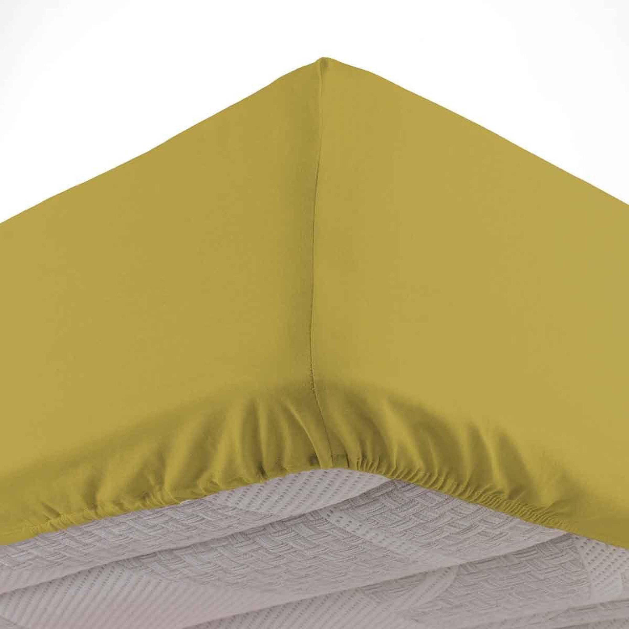 Douceur d'Intérieur Drap housse en coton  linette  160x200cm jaune