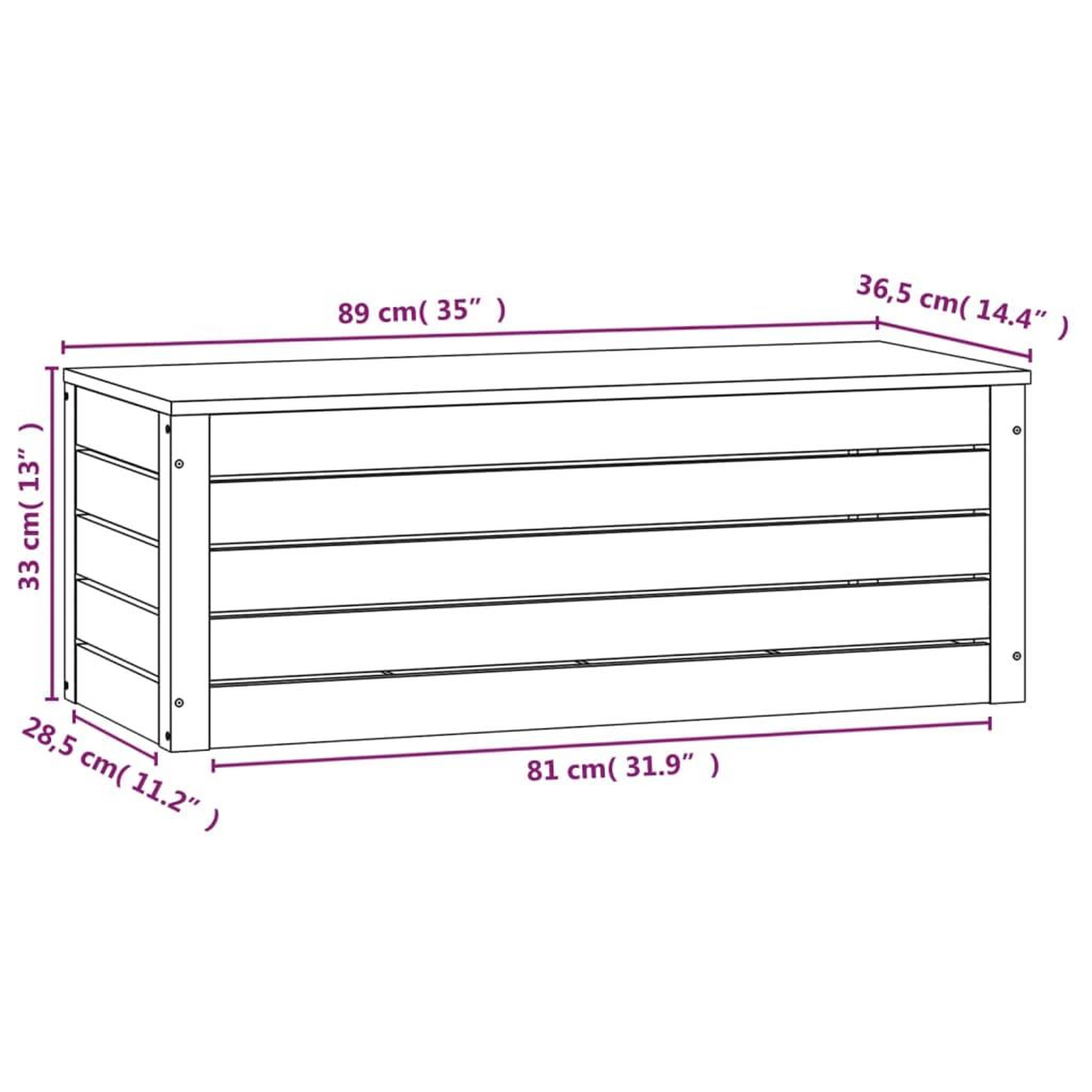 Voir la diapositive 6 : VIDAXL Boîte de rangement 89x36,5x33 cm Bois massif de pin