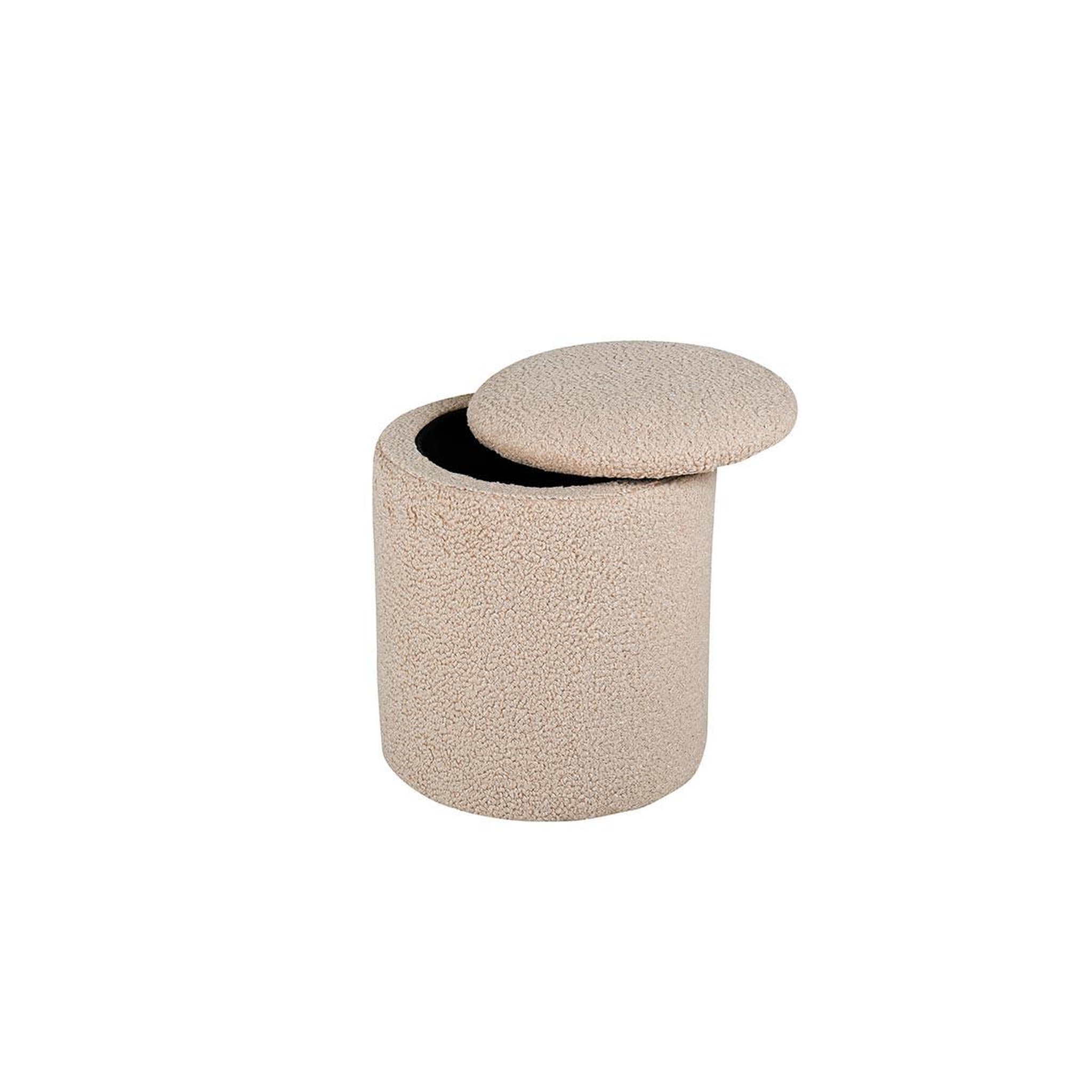 Voir la diapositive 2 : Paris Prix Pouf coffre tissu bouclette  limpen  40cm beige